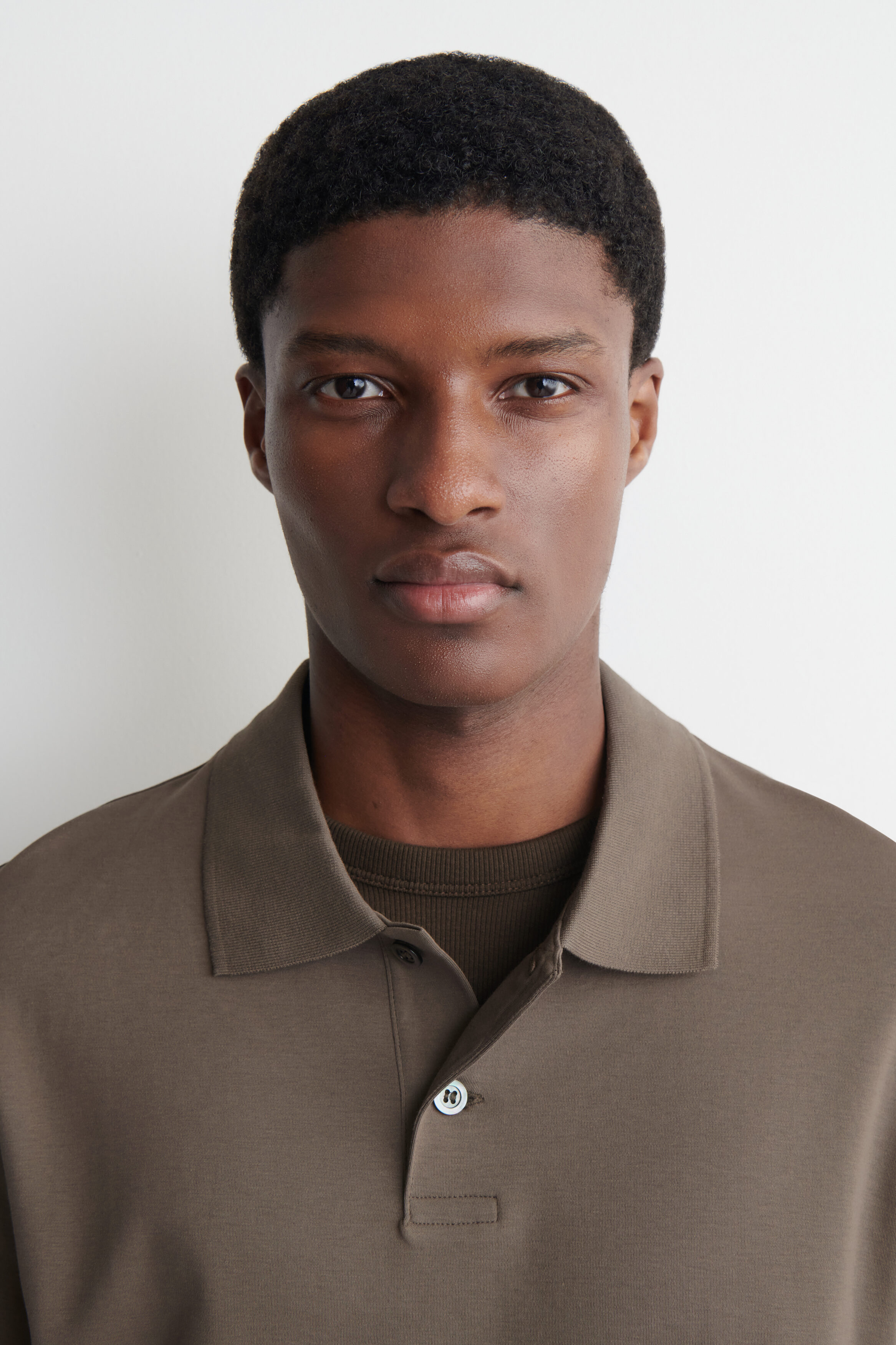 INTERLOCK COTTON POLO SHIRT - DARK BEIGE