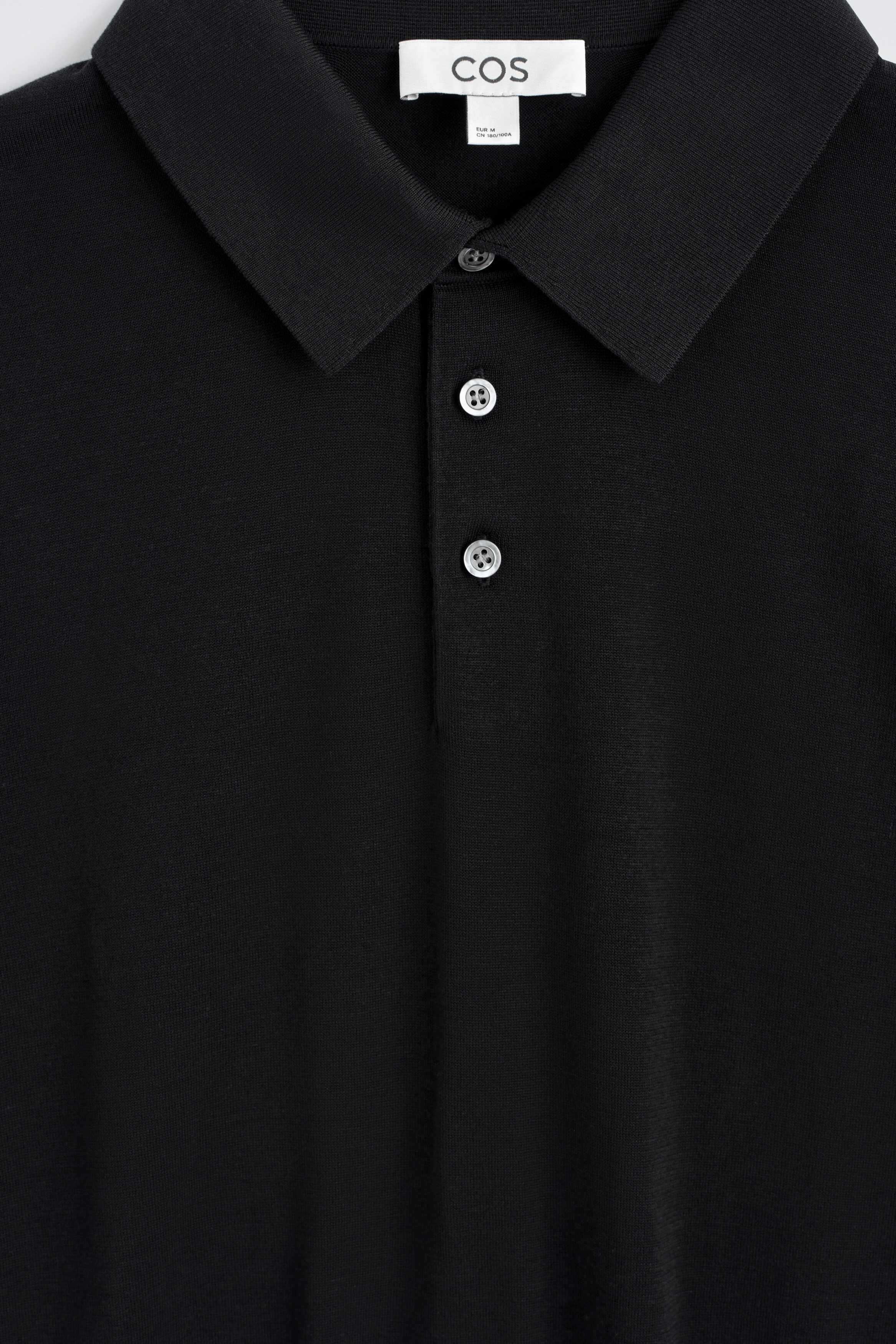 SLIM KNITTED SILK POLO SHIRT - BLACK