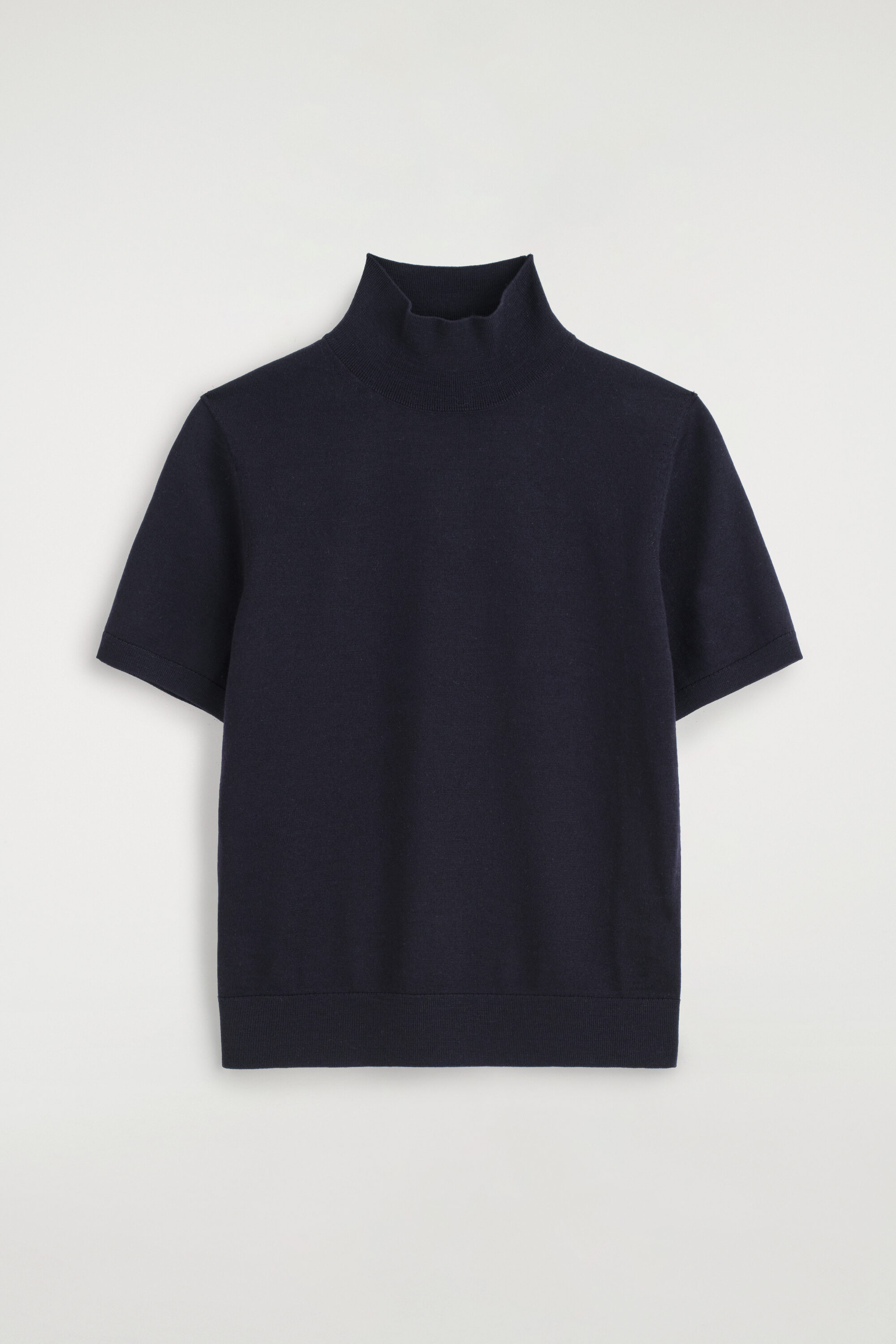 MERINO WOOL TURTLENECK TOP - NAVY
