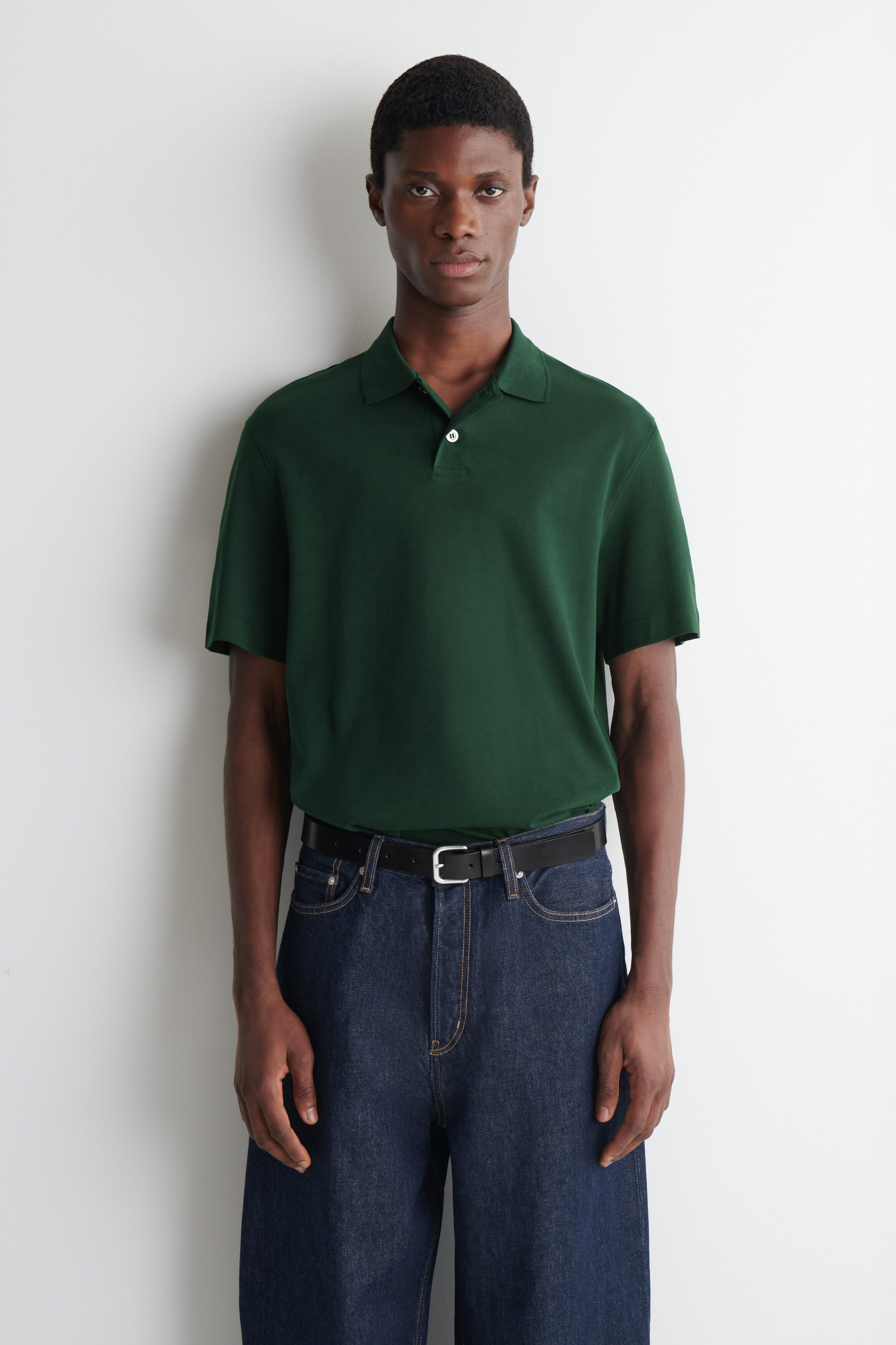 INTERLOCK COTTON POLO SHIRT - DARK GREEN