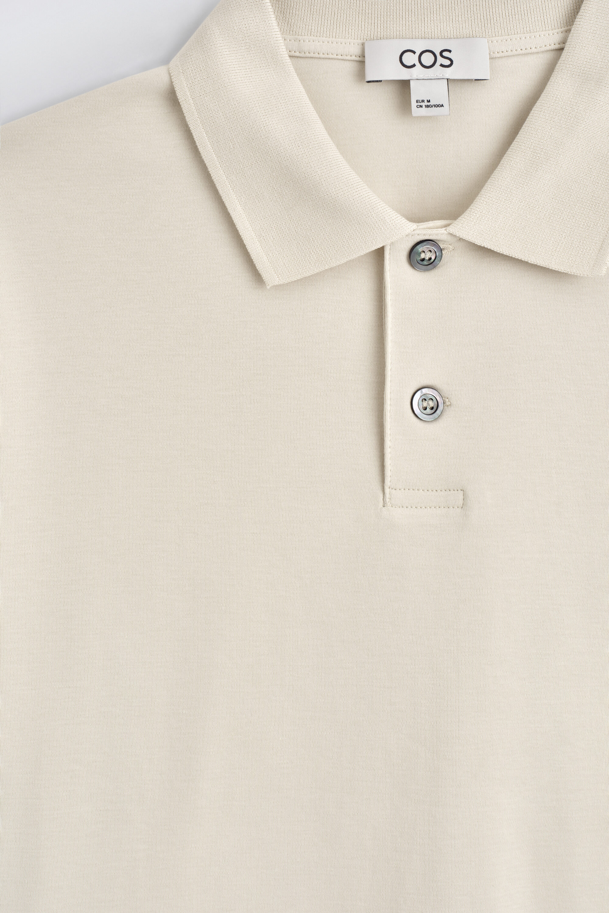 INTERLOCK COTTON POLO SHIRT - LIGHT BEIGE