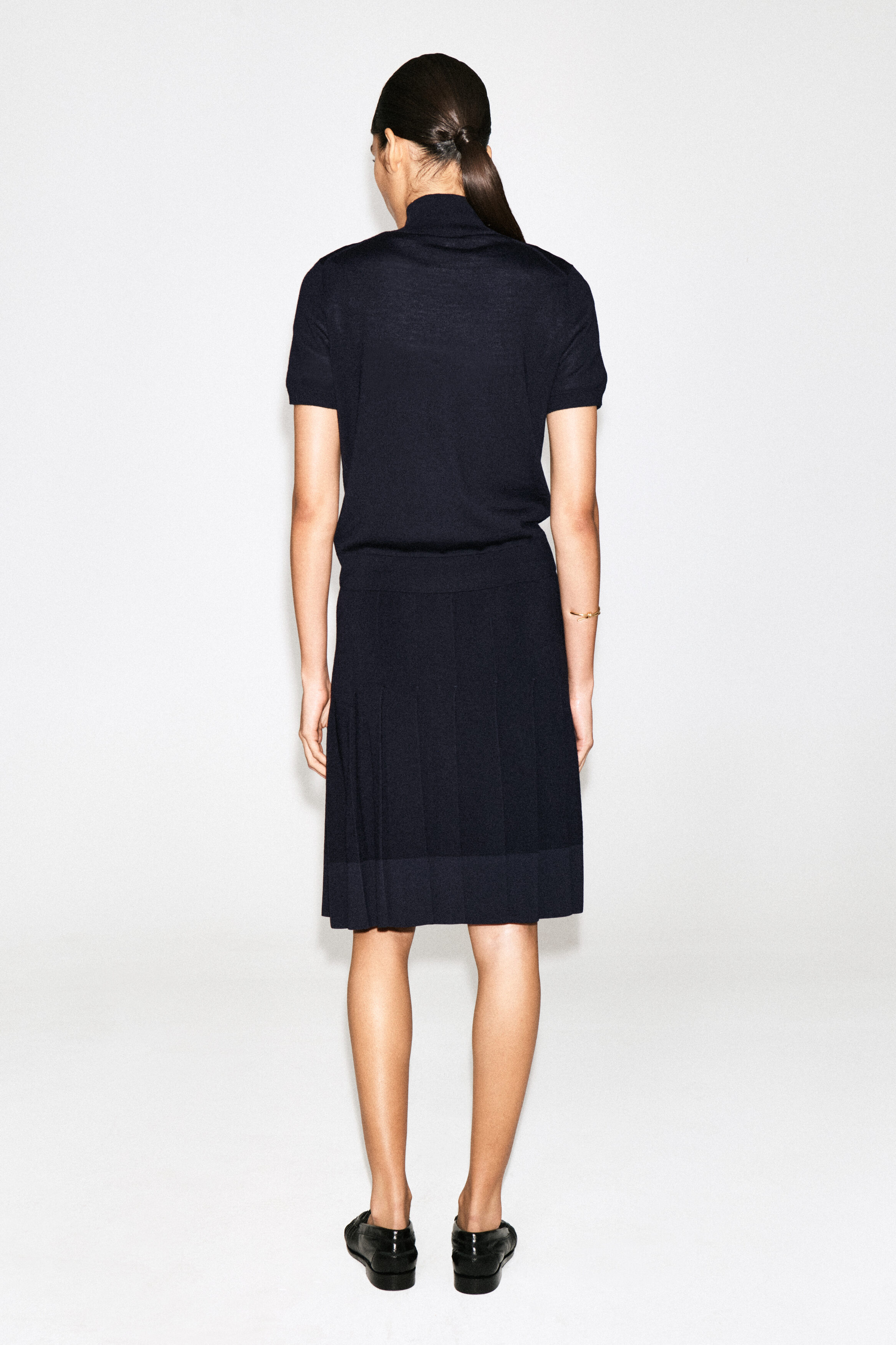 MERINO WOOL TURTLENECK TOP - NAVY