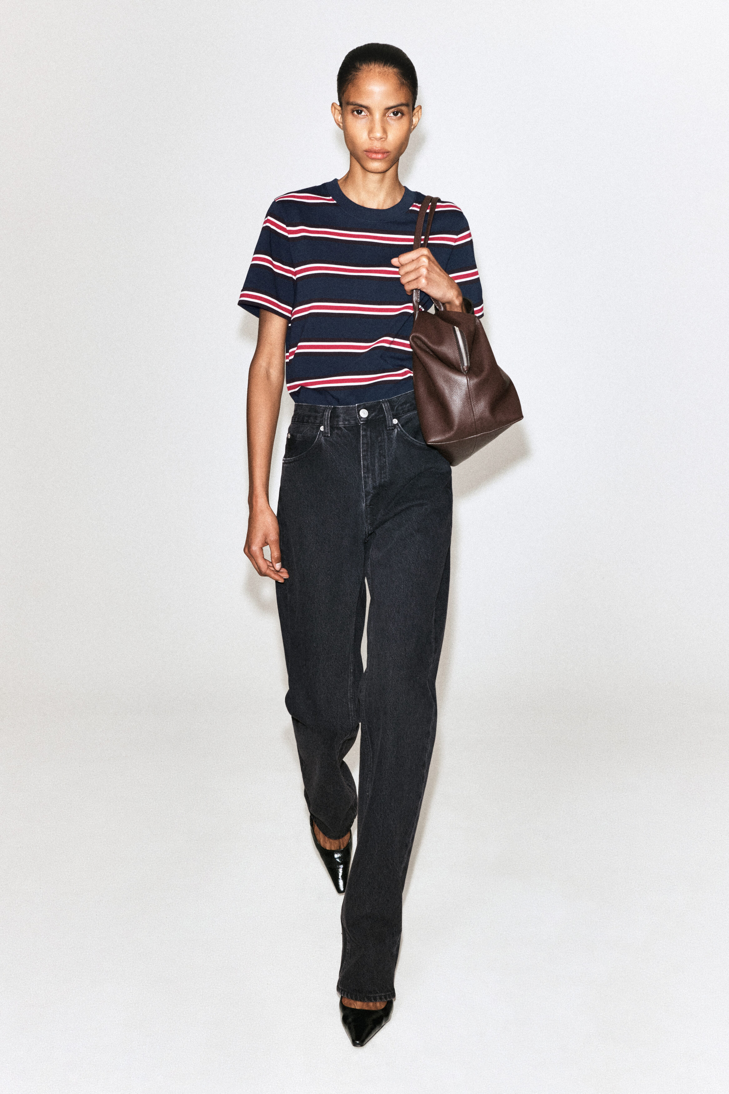 CLEAN CUT T-SHIRT - NAVY / RED / STRIPED