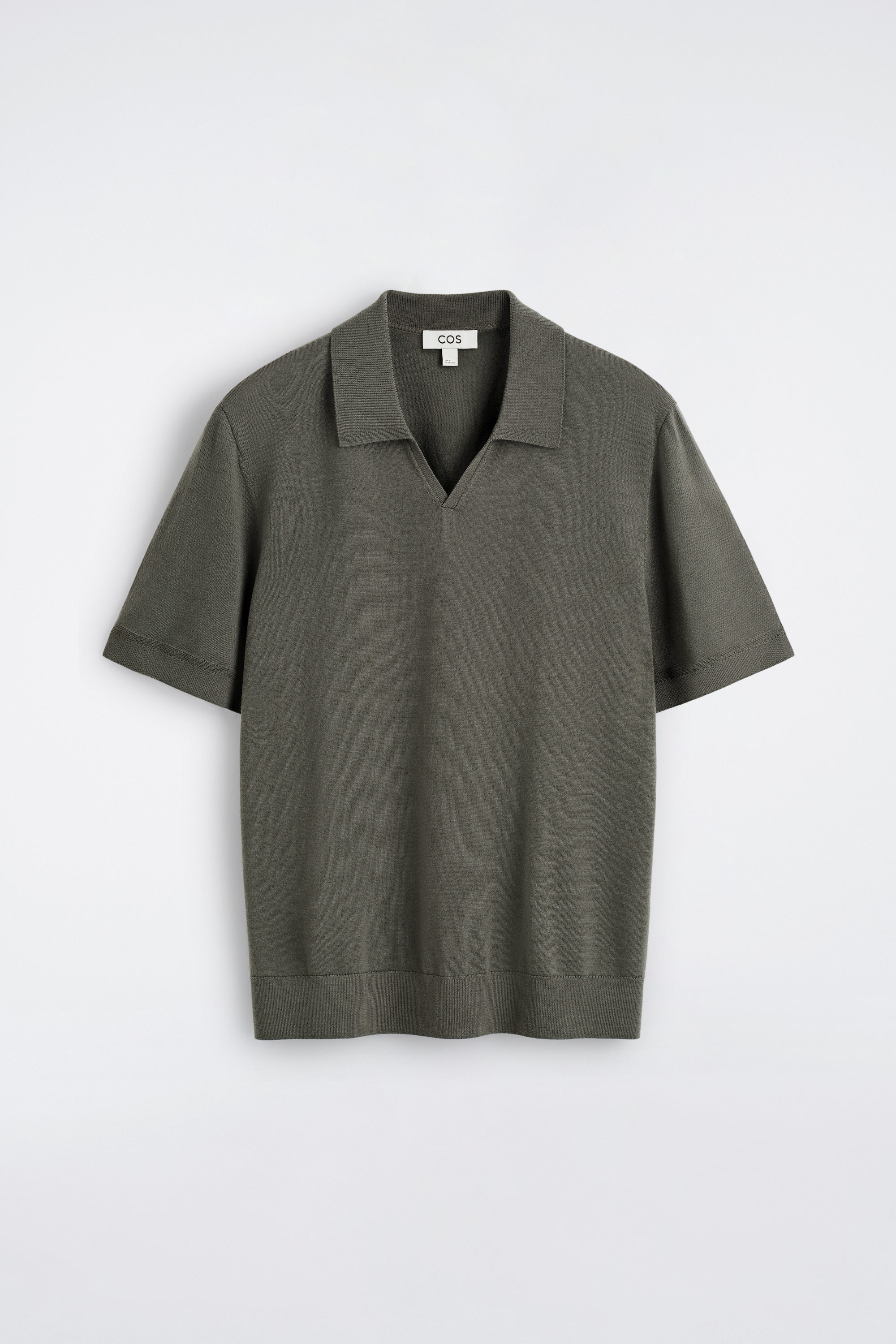OPEN-COLLAR MERINO WOOL POLO SHIRT - KHAKI