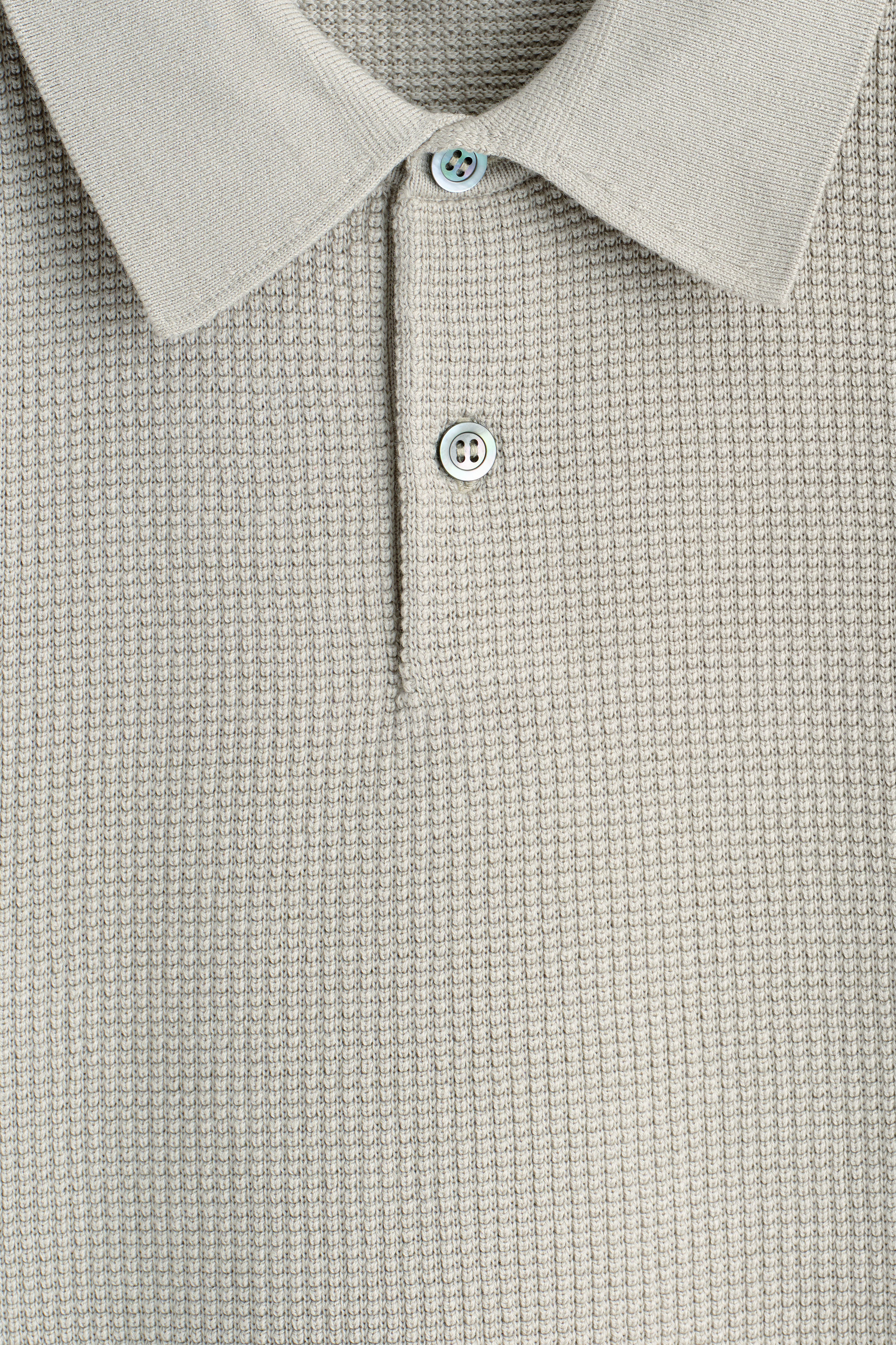 WAFFLE-KNIT COTTON POLO SHIRT - LIGHT GREEN