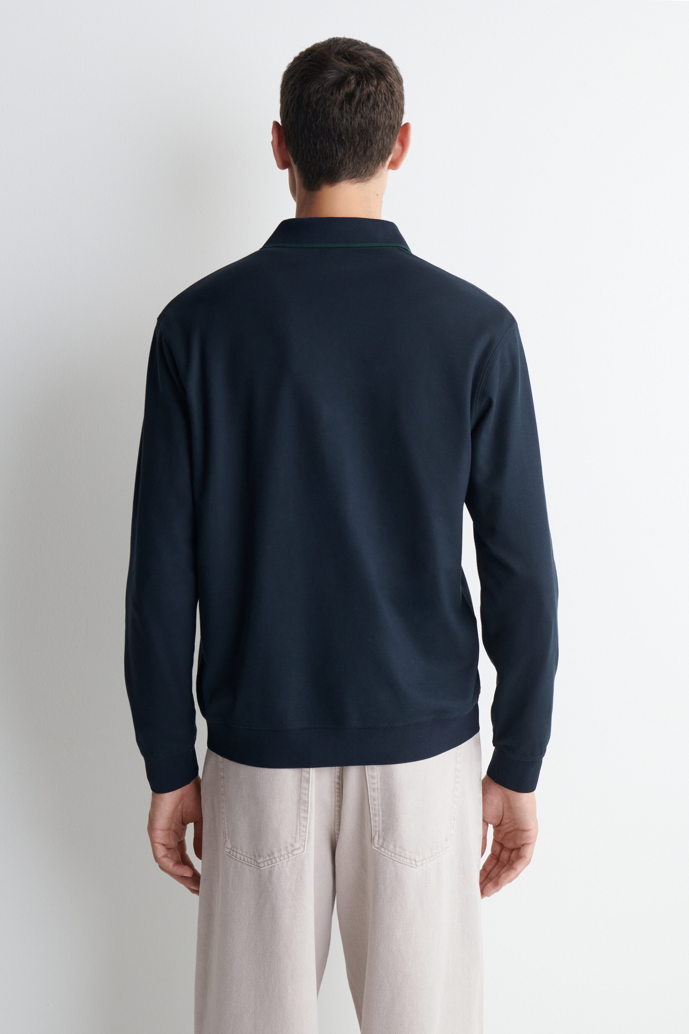 CONTRAST-TIPPED COTTON-PIQUE POLO SHIRT - NAVY / GREEN