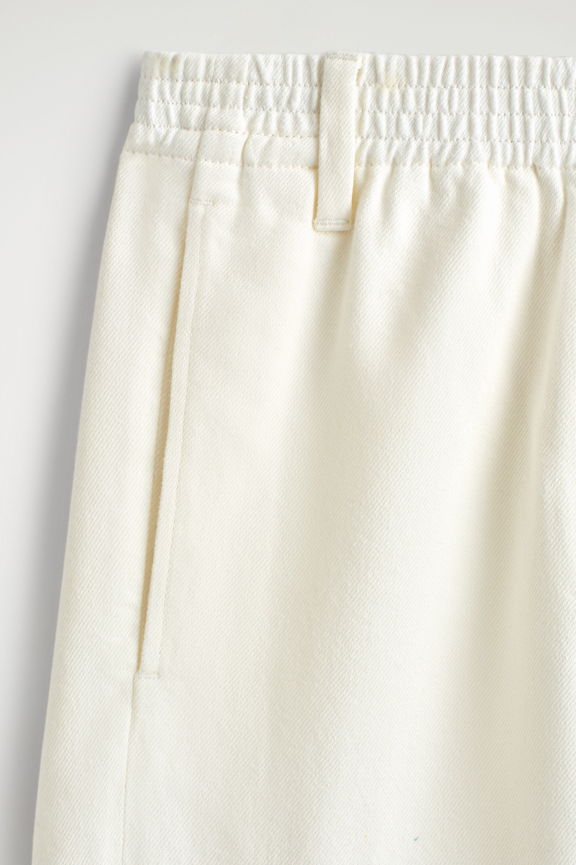 PANELED DENIM WIDE-LEG PANTS - WHITE