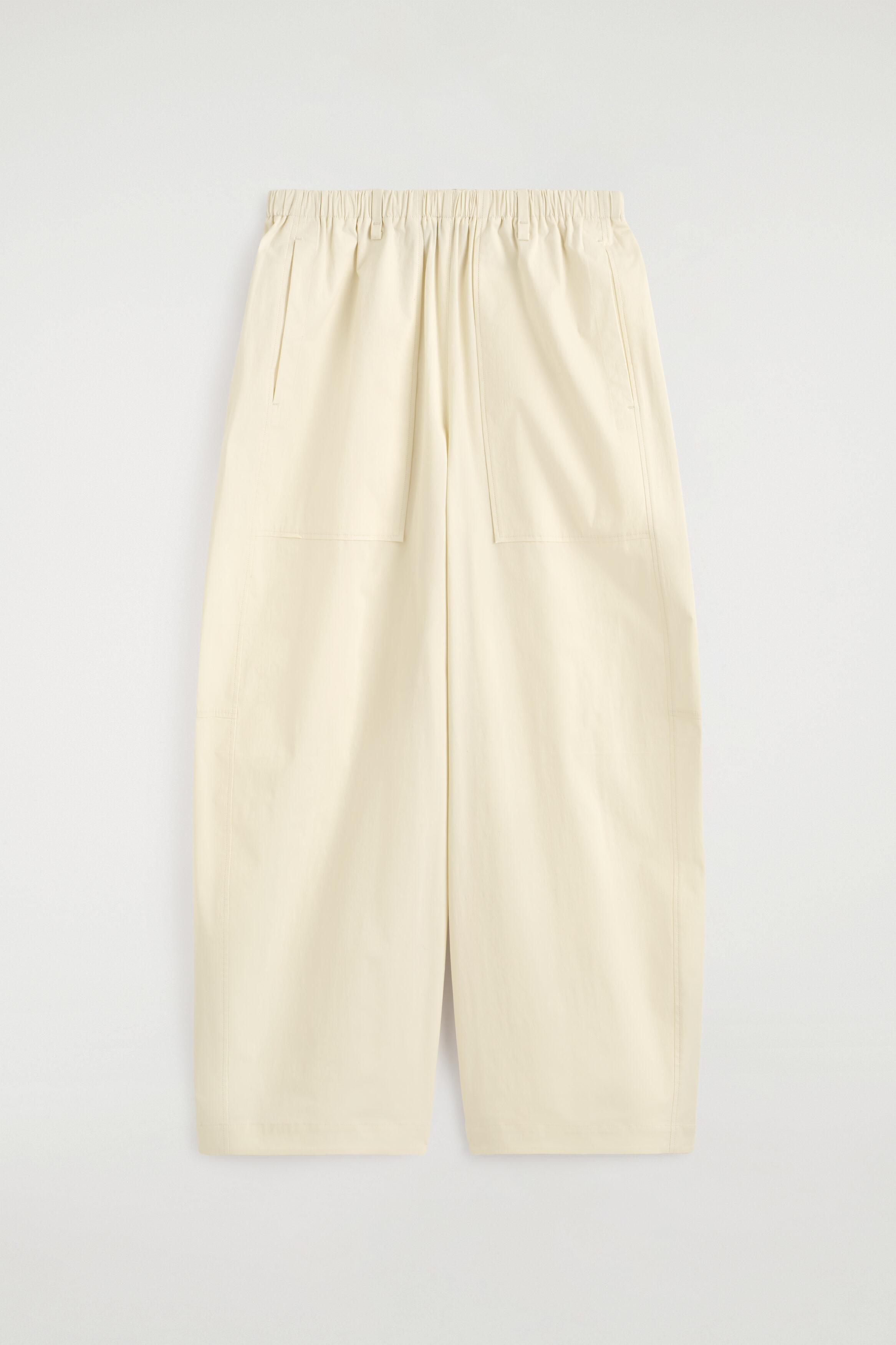 COTTON BARREL-LEG UTILITY PANTS - CREAM