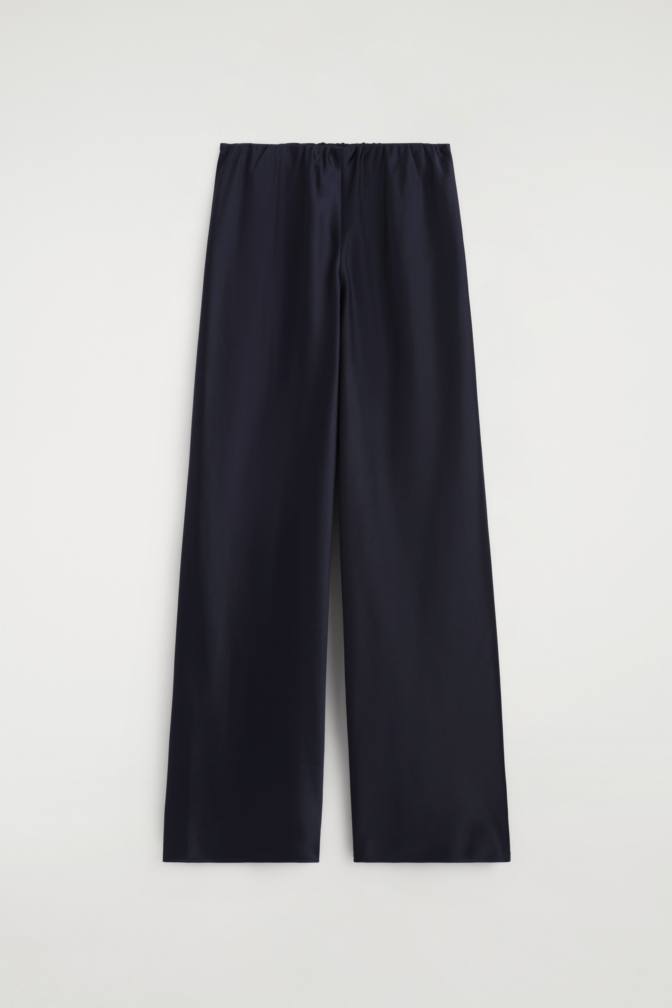 SATIN WIDE-LEG PANTS - NAVY