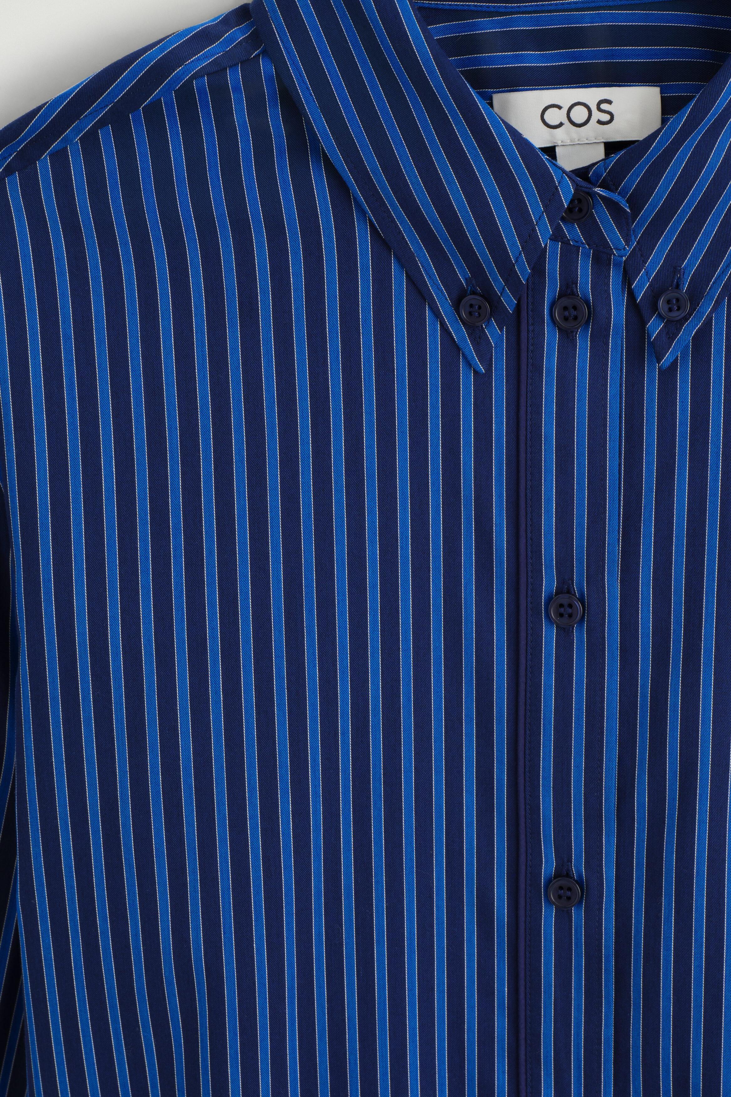 FOLDED-CUFF COTTON SHIRT - BLUE / STRIPED