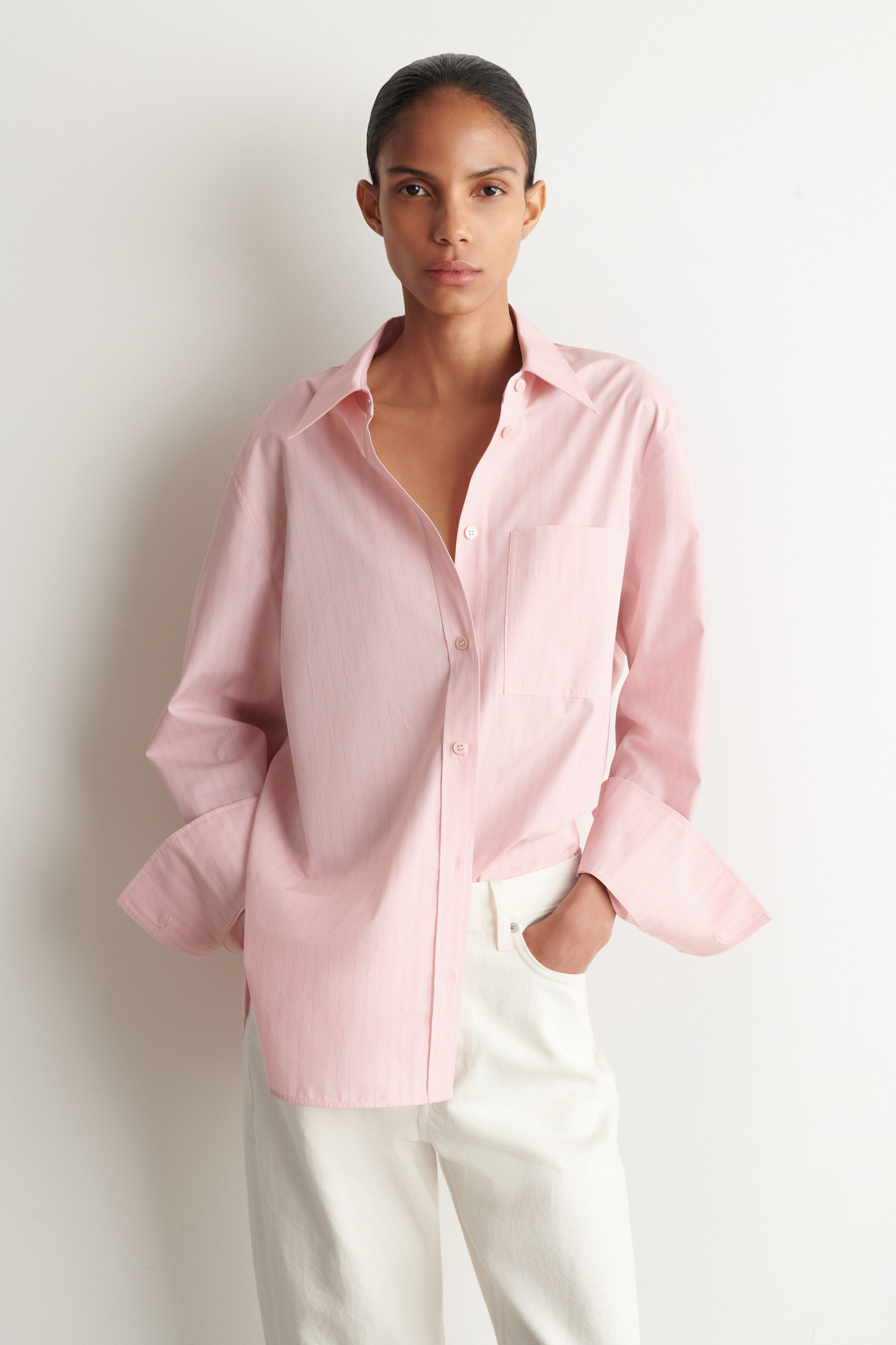 STRIPED COTTON SHIRT - PINK / STRIPED