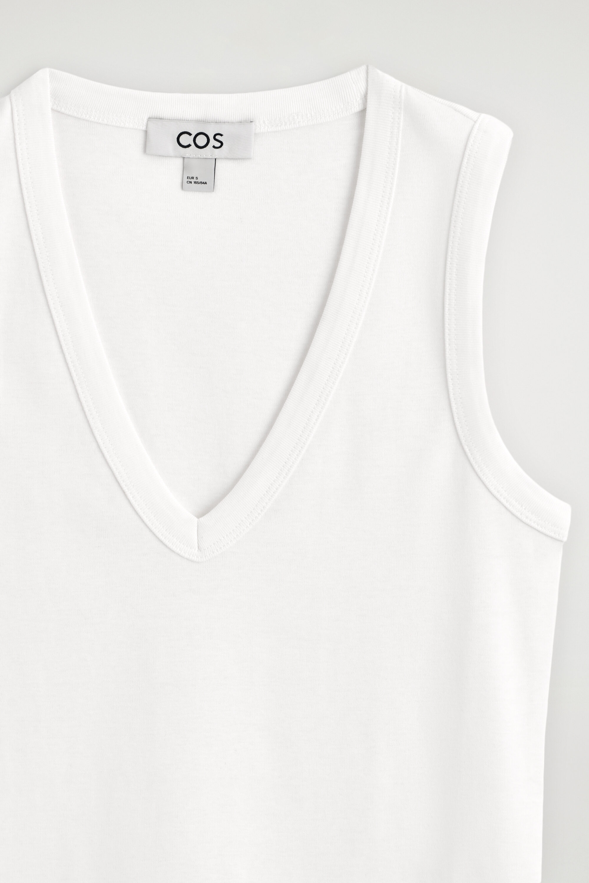 COTTON V-NECK TANK TOP - WHITE