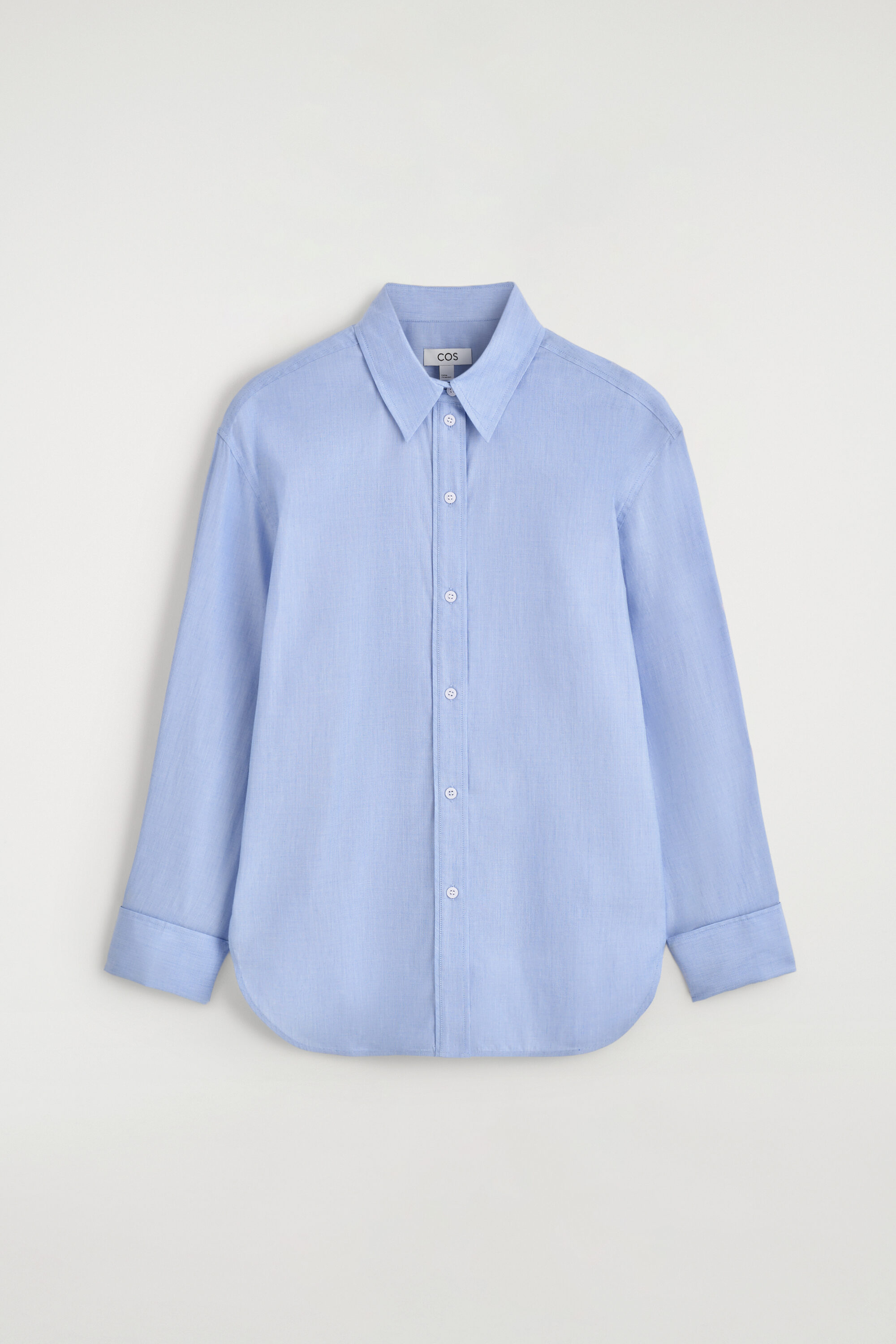 FOLDED-CUFF COTTON SHIRT - LIGHT-BLUE MÉLANGE