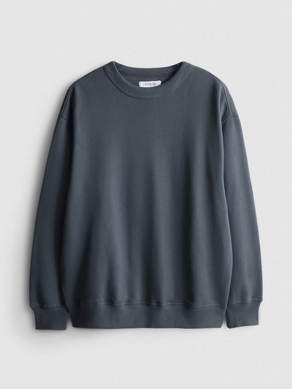 Cotton Rich Oversized Crew Neck Sweatshirt - Charcoal