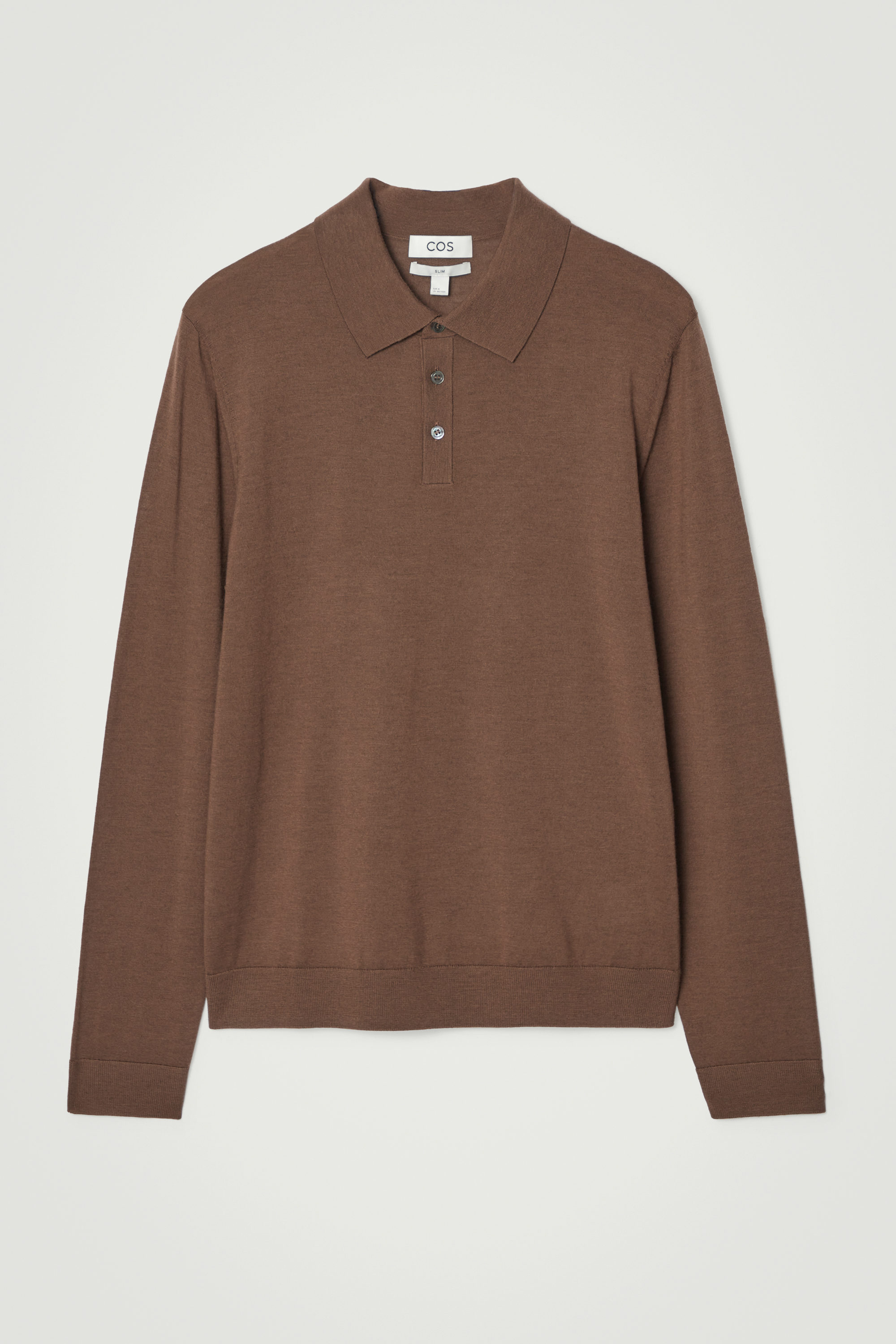 SLIM MERINO WOOL POLO SHIRT - BROWN