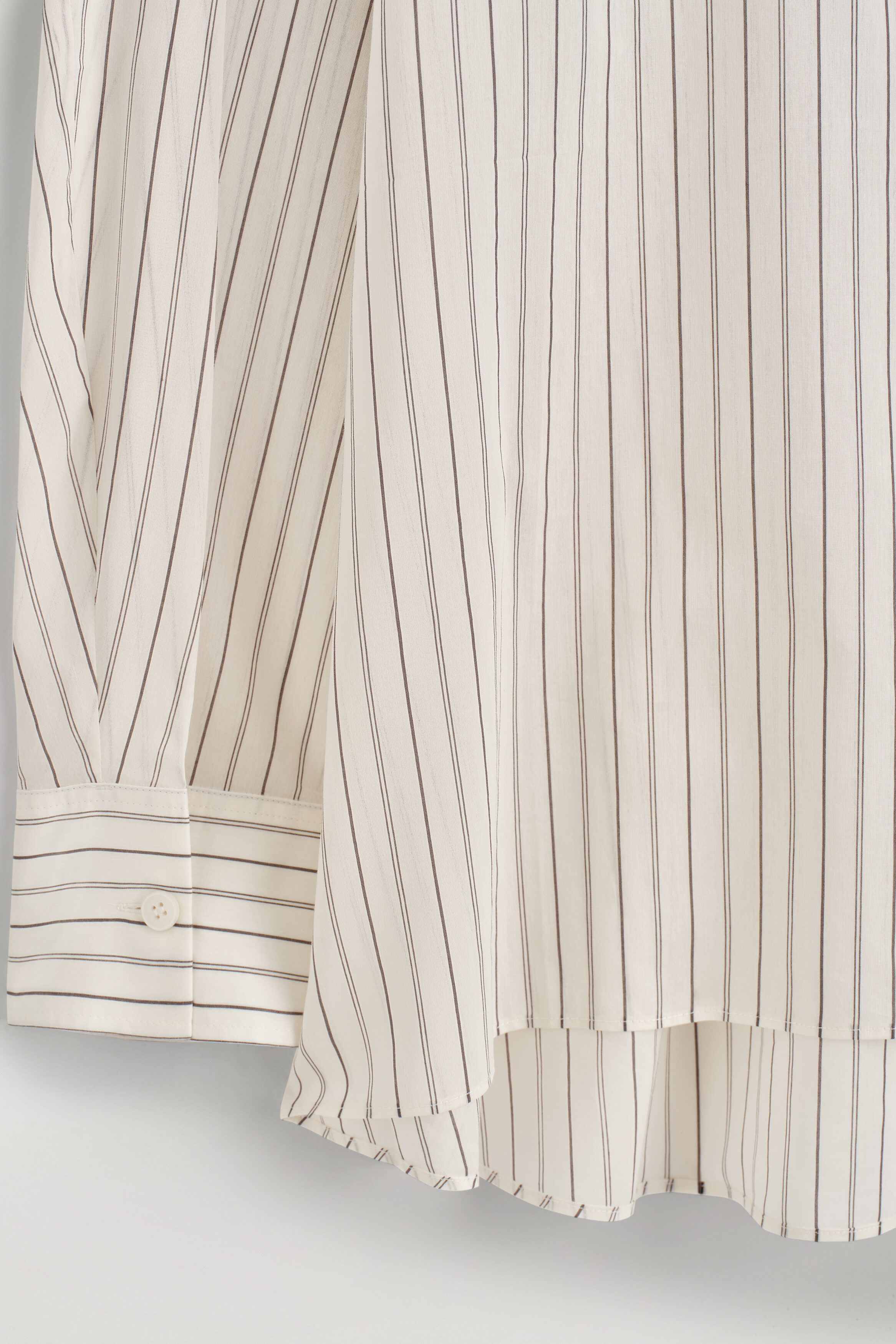 STRIPED COTTON-SILK HIGH-COLLAR SHIRT - IVORY / BROWN / STRIPED