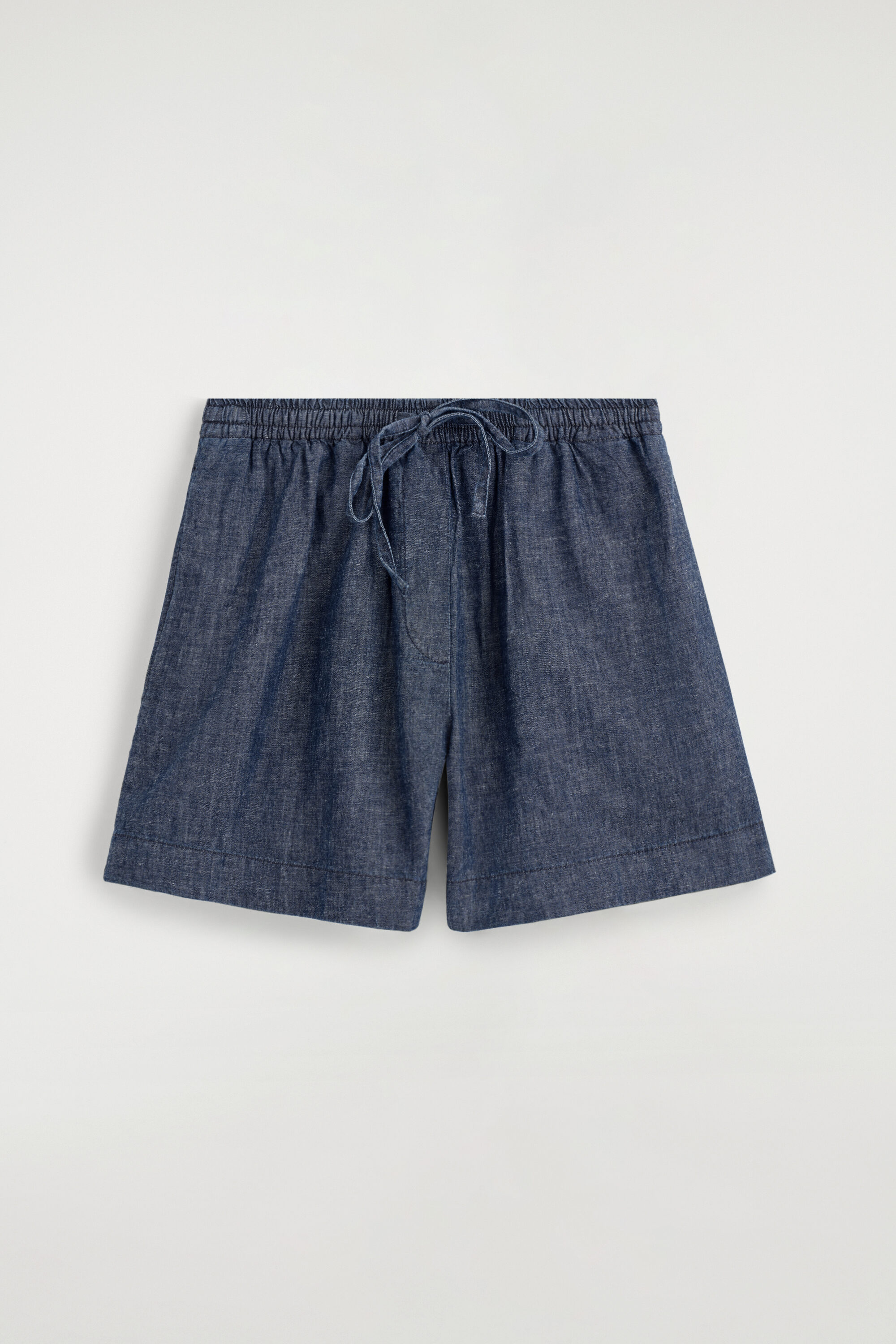 DRAWSTRING DENIM SHORTS - BLUE