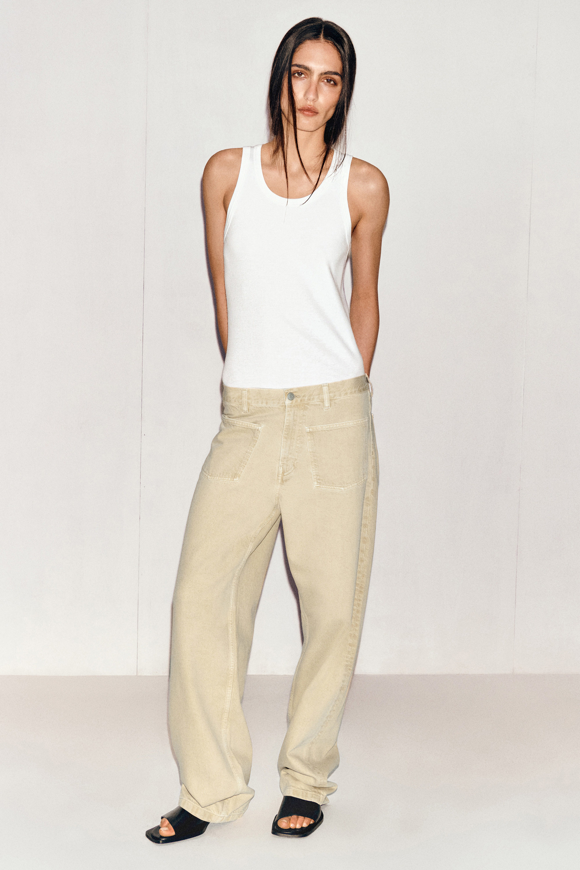 RIBBED COTTON TANK TOP - WHITE