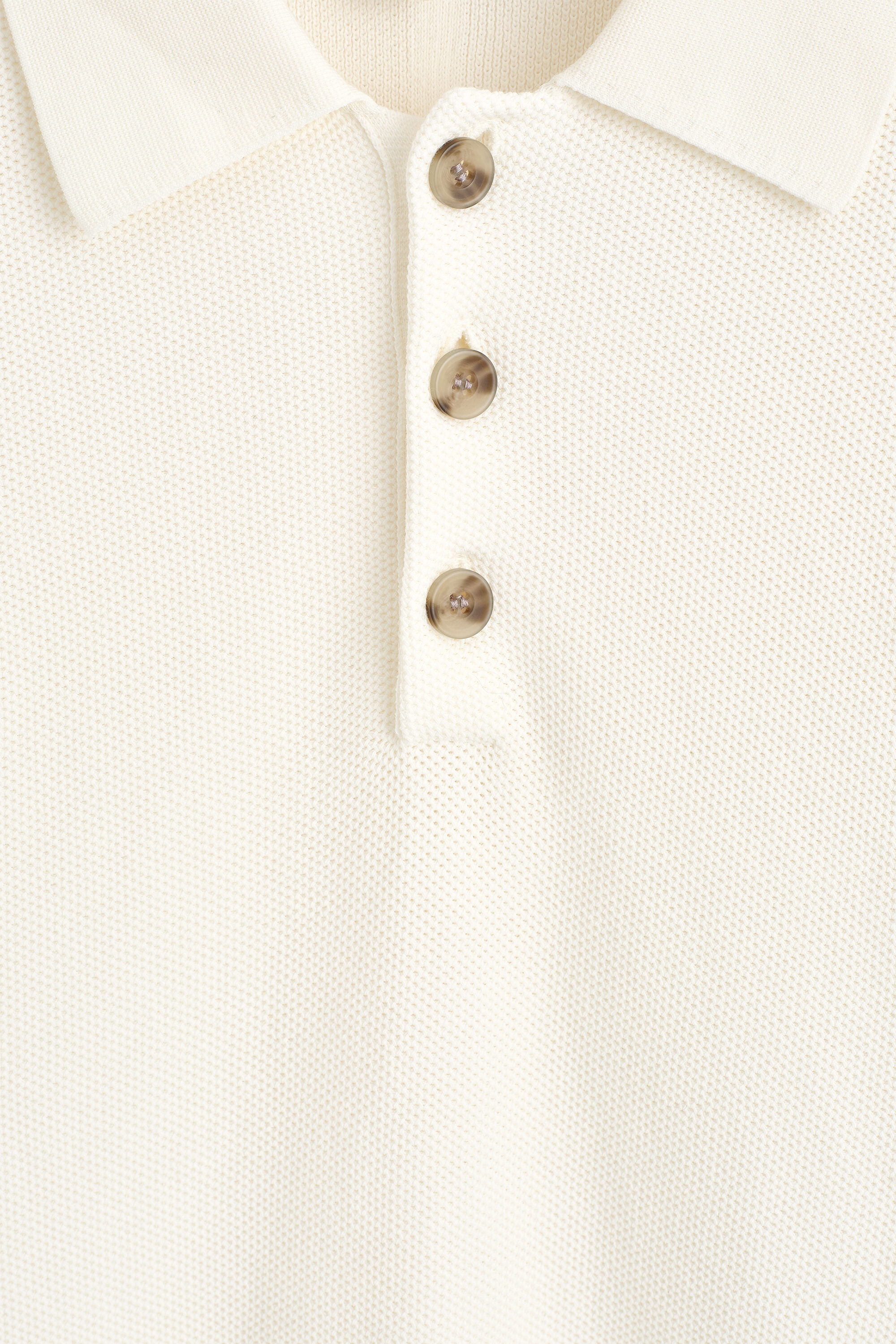 HONEYCOMB-KNIT POLO SHIRT - OFF-WHITE