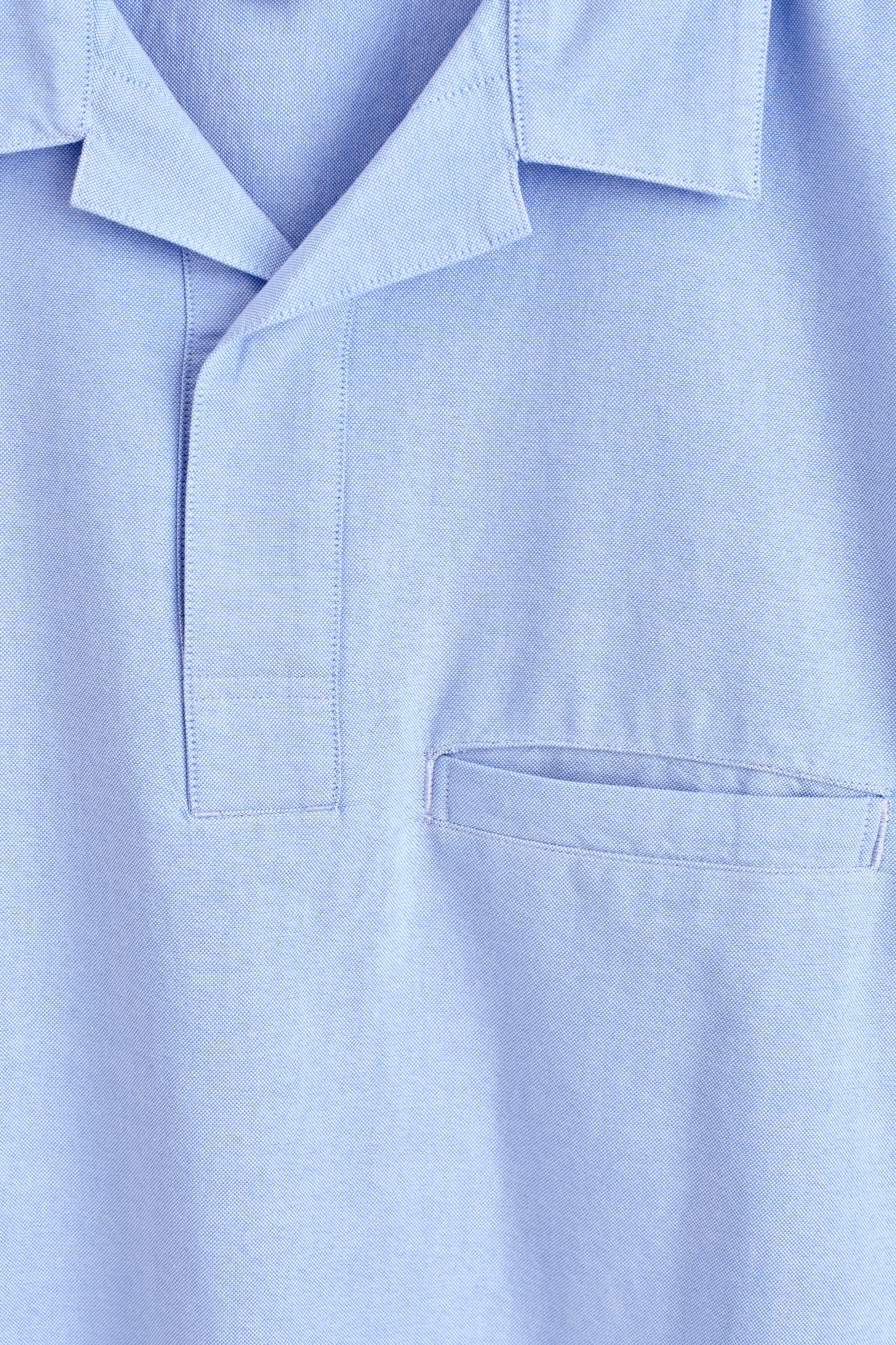 OXFORD COTTON POPOVER SHIRT - LIGHT BLUE