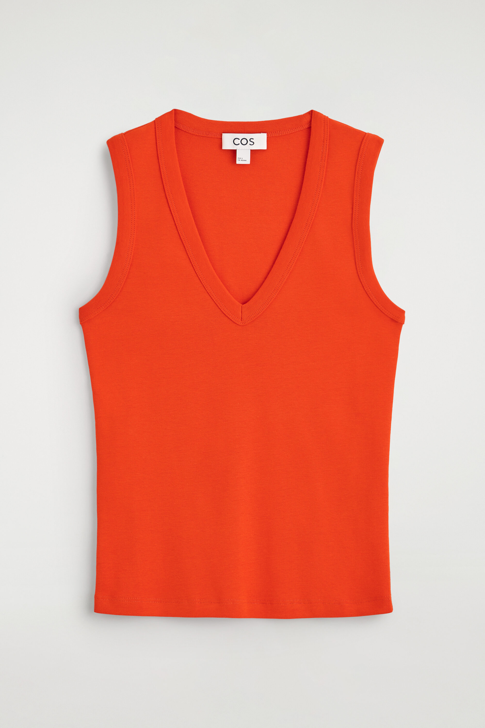 COTTON V-NECK TANK TOP - ORANGE