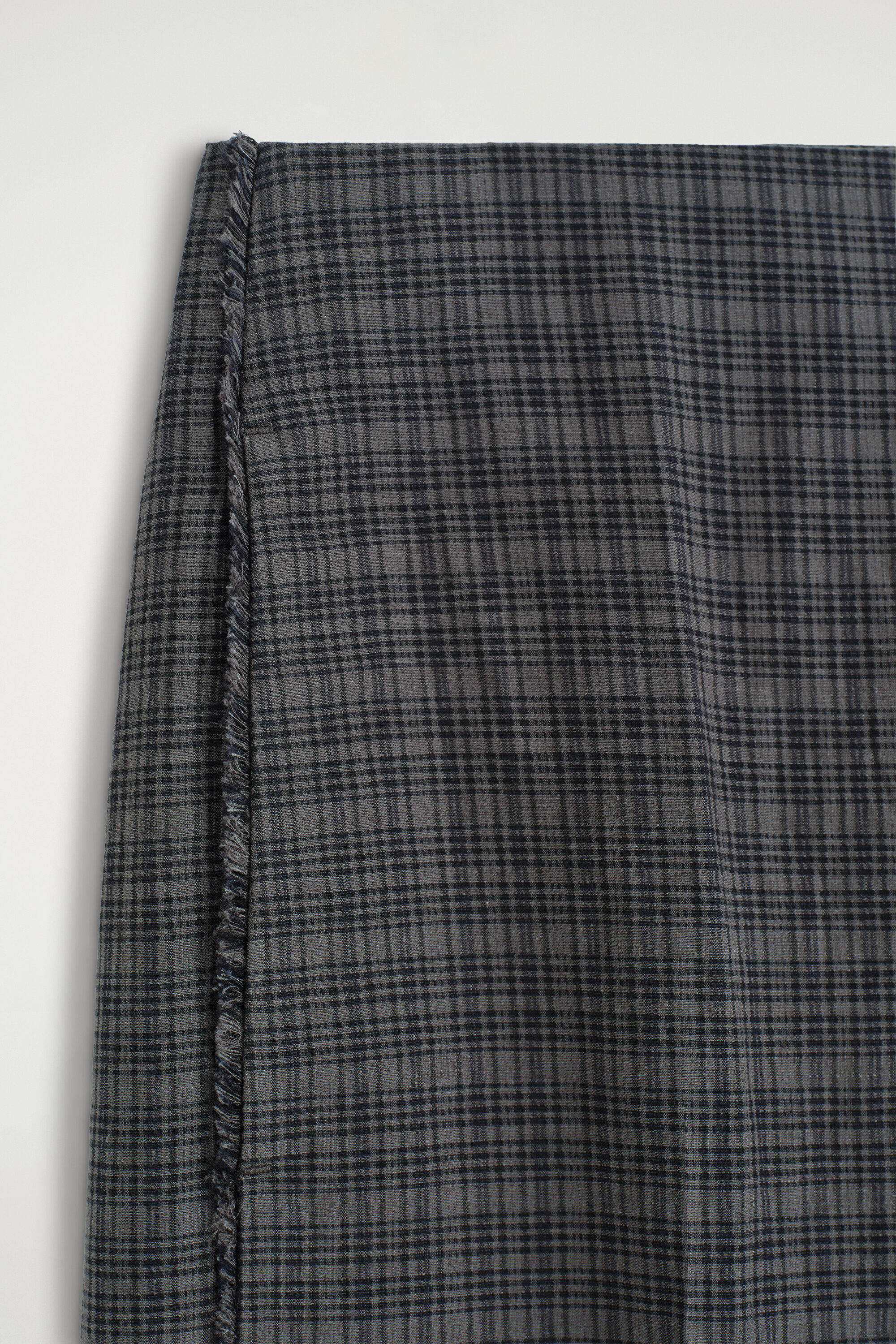 FRINGED CHECKED LINEN-COTTON PANTS - GRAY / BROWN / CHECKED