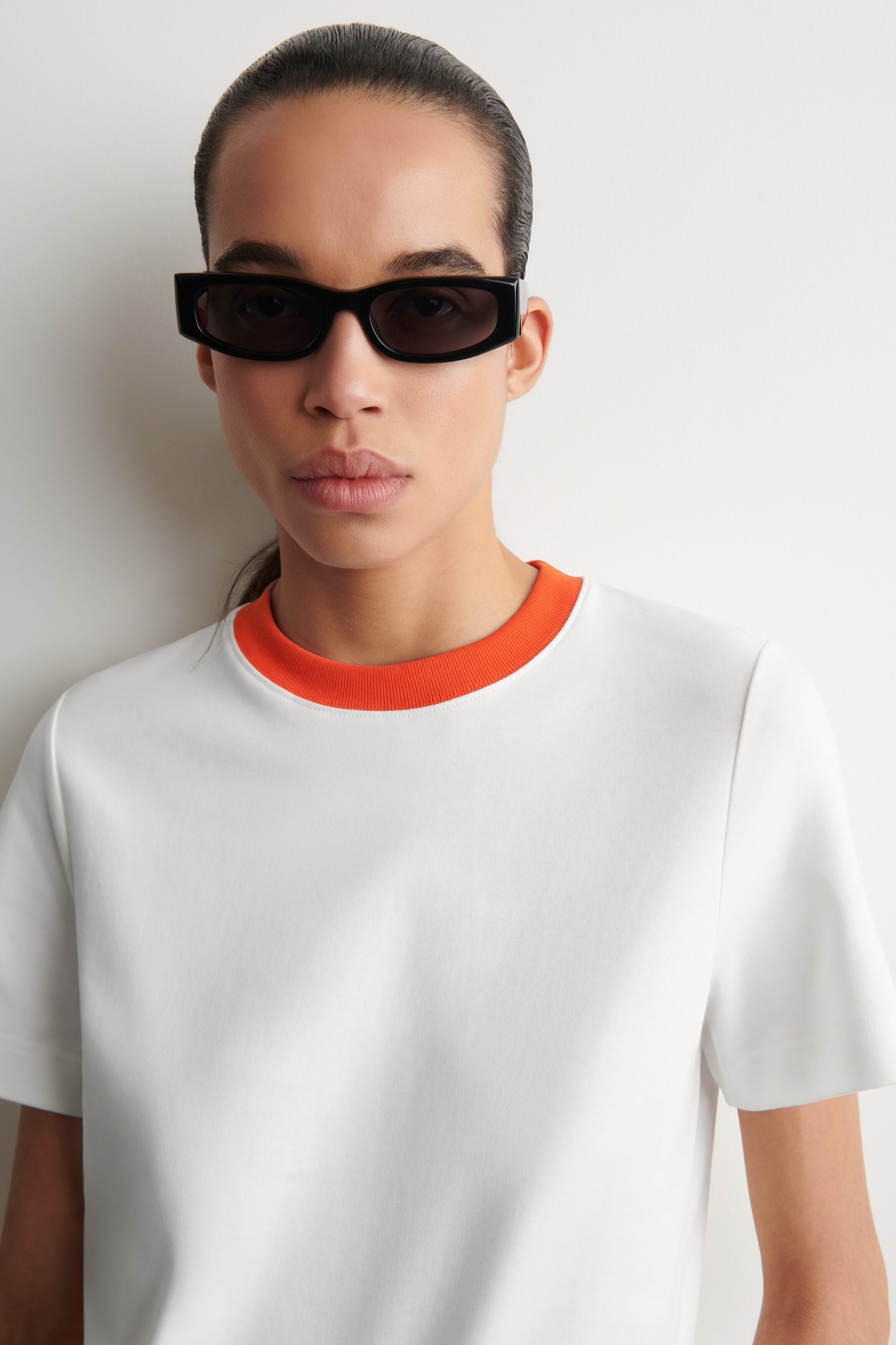 CLEAN CUT T-SHIRT - WHITE / ORANGE