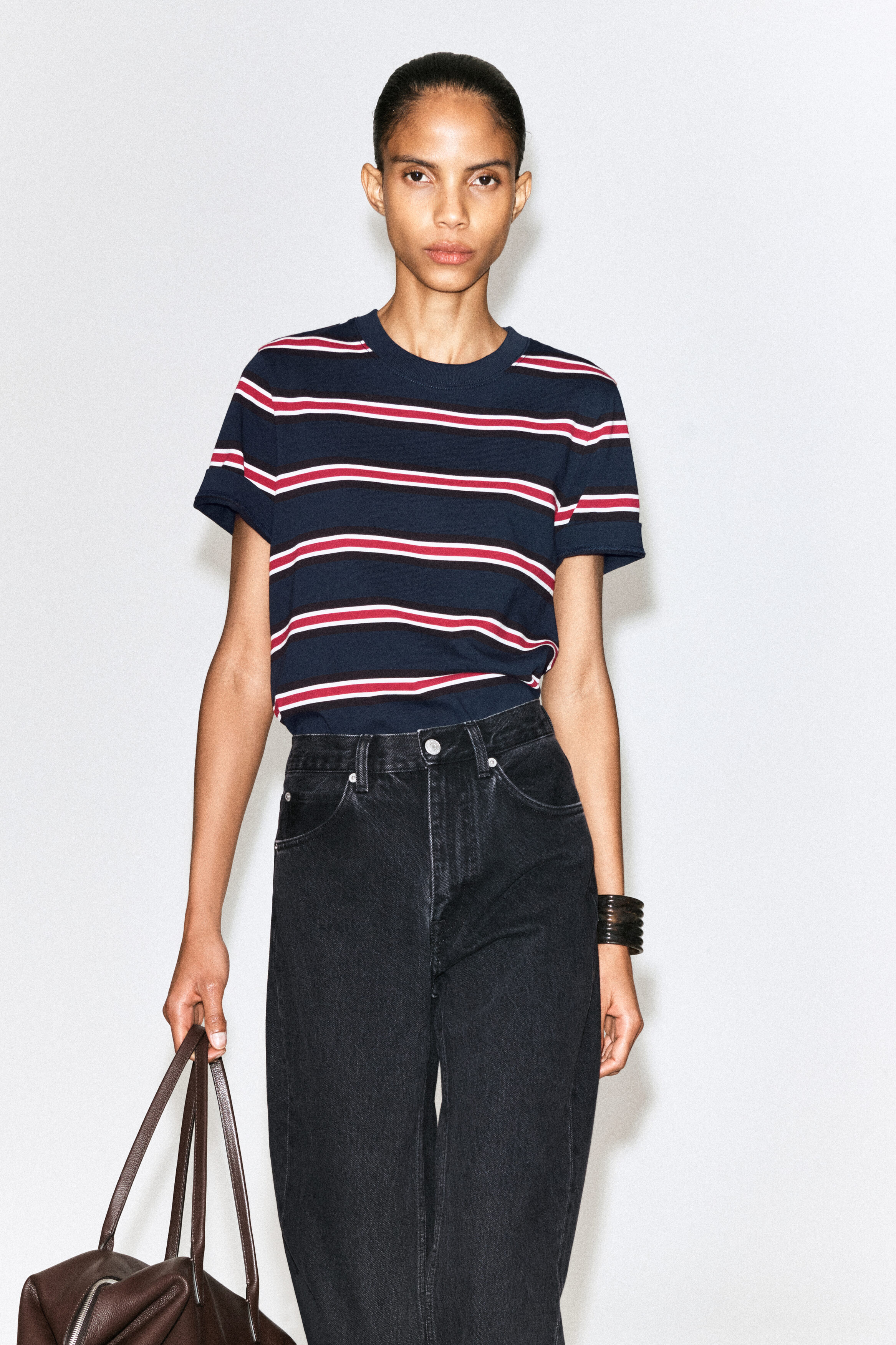 CLEAN CUT T-SHIRT - NAVY / RED / STRIPED