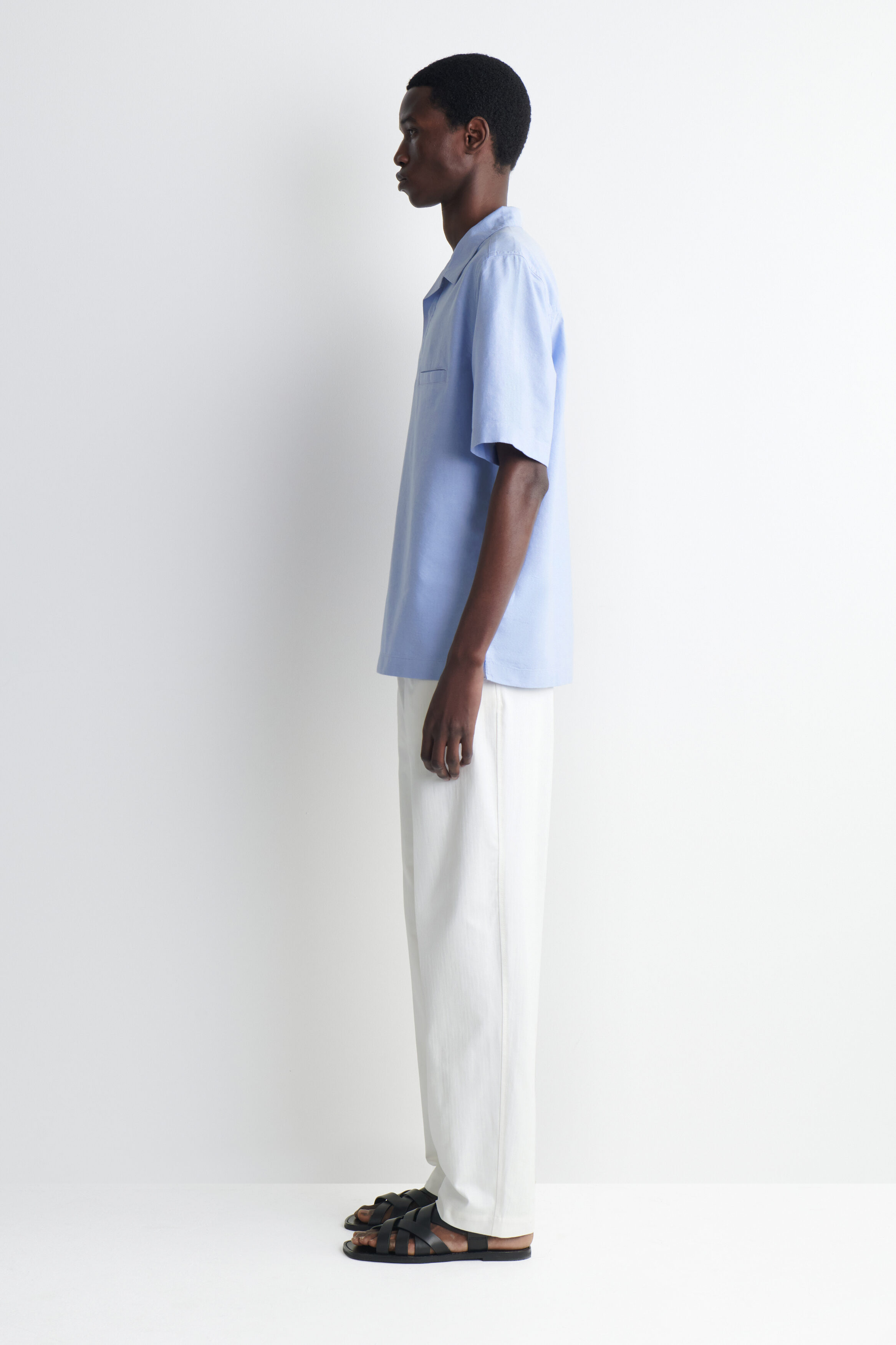 OXFORD COTTON POPOVER SHIRT - LIGHT BLUE