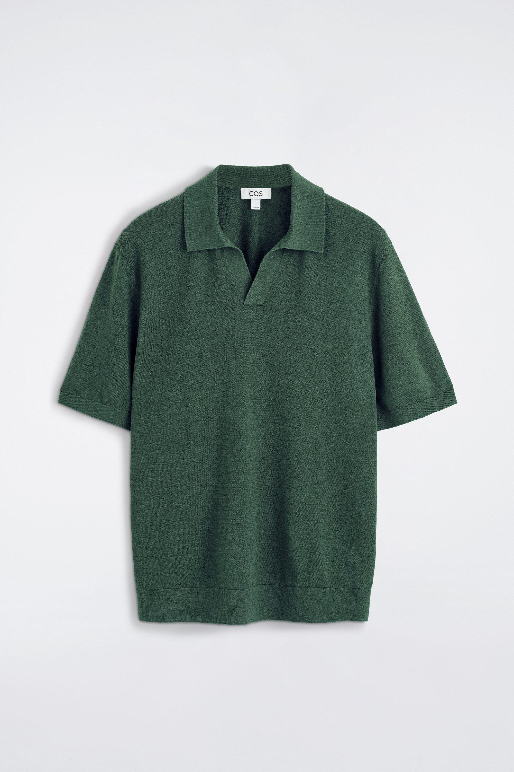 KNITTED LINEN POLO SHIRT - DARK GREEN