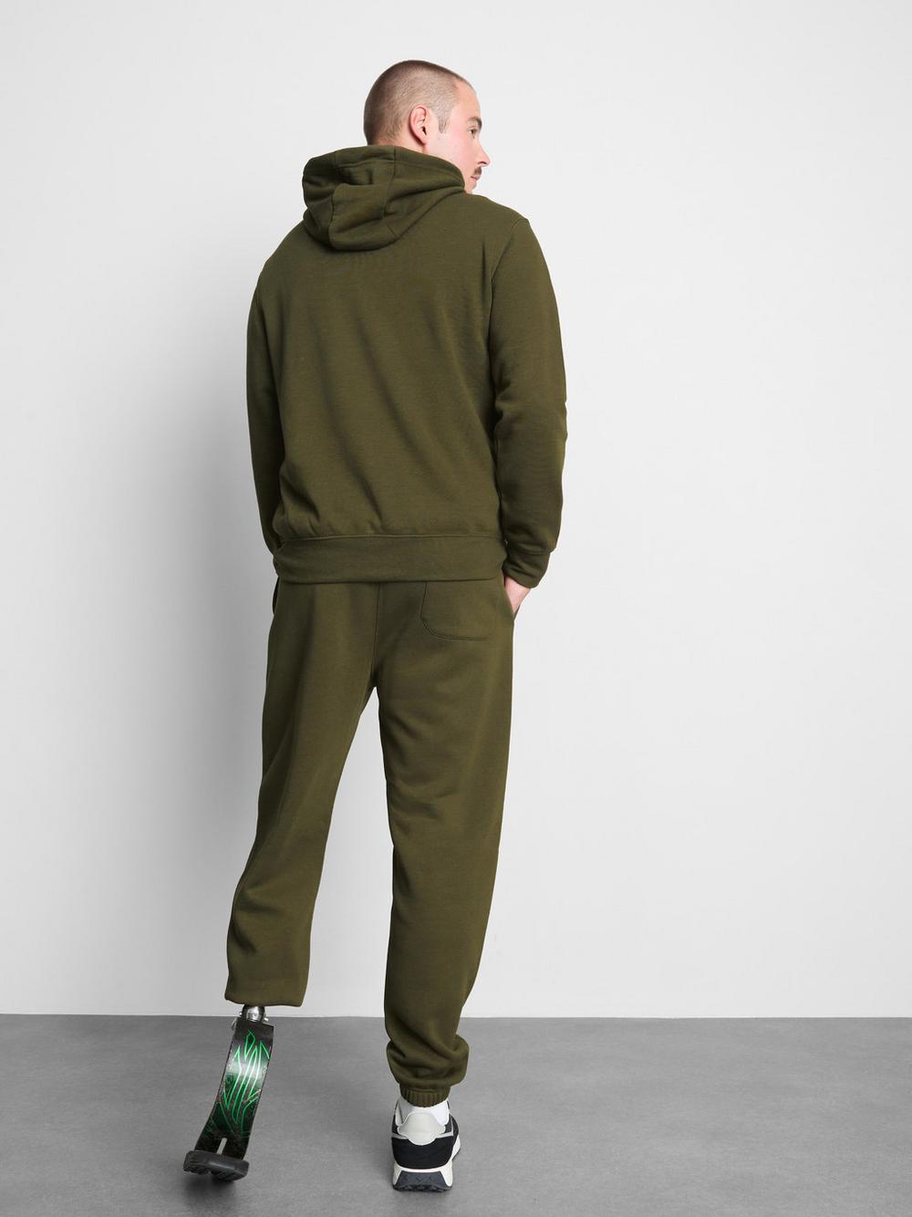 Cotton Blend Overhead Hoodie - Olive