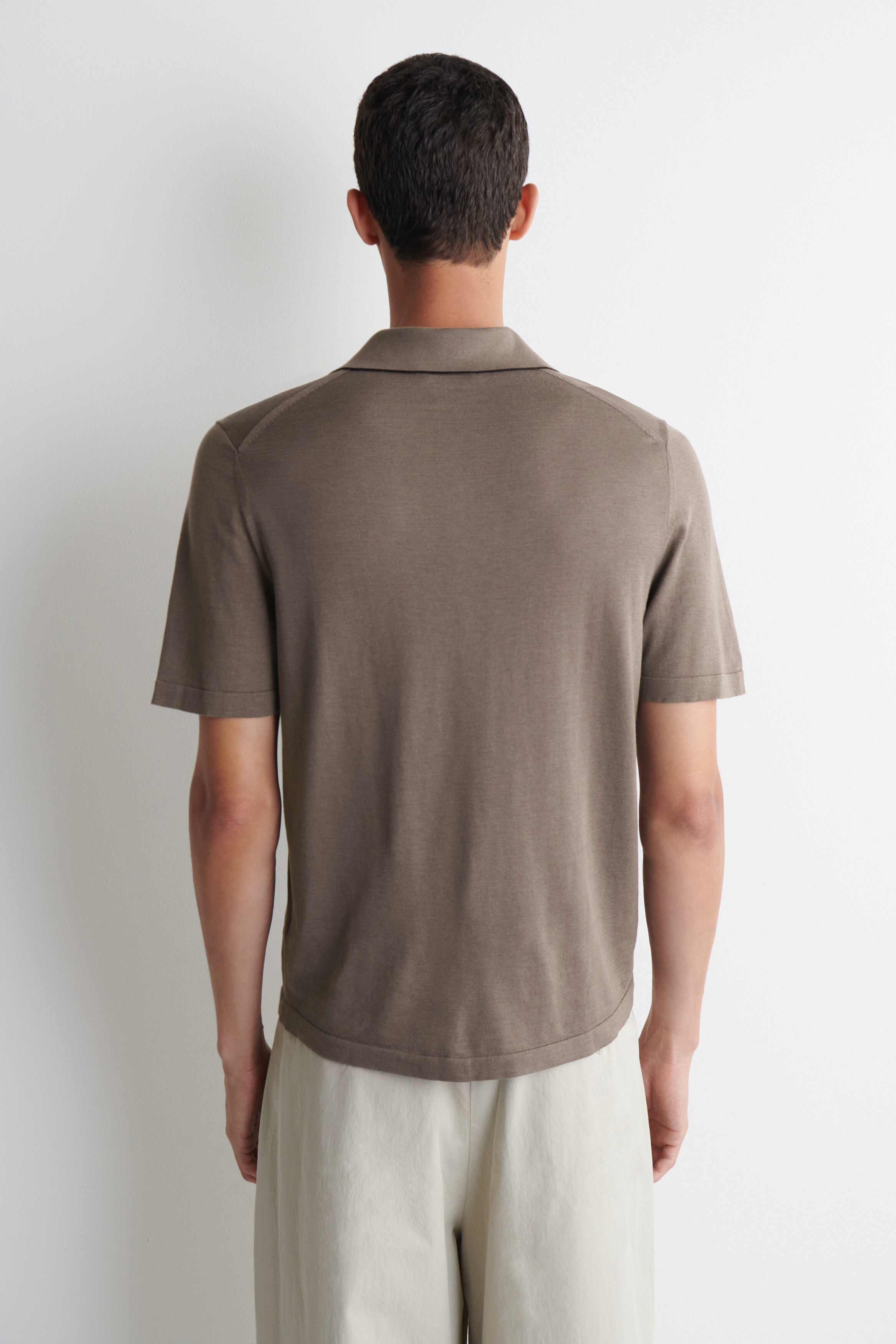 CONTRAST-TIPPED SILK-COTTON POLO SHIRT - BROWN