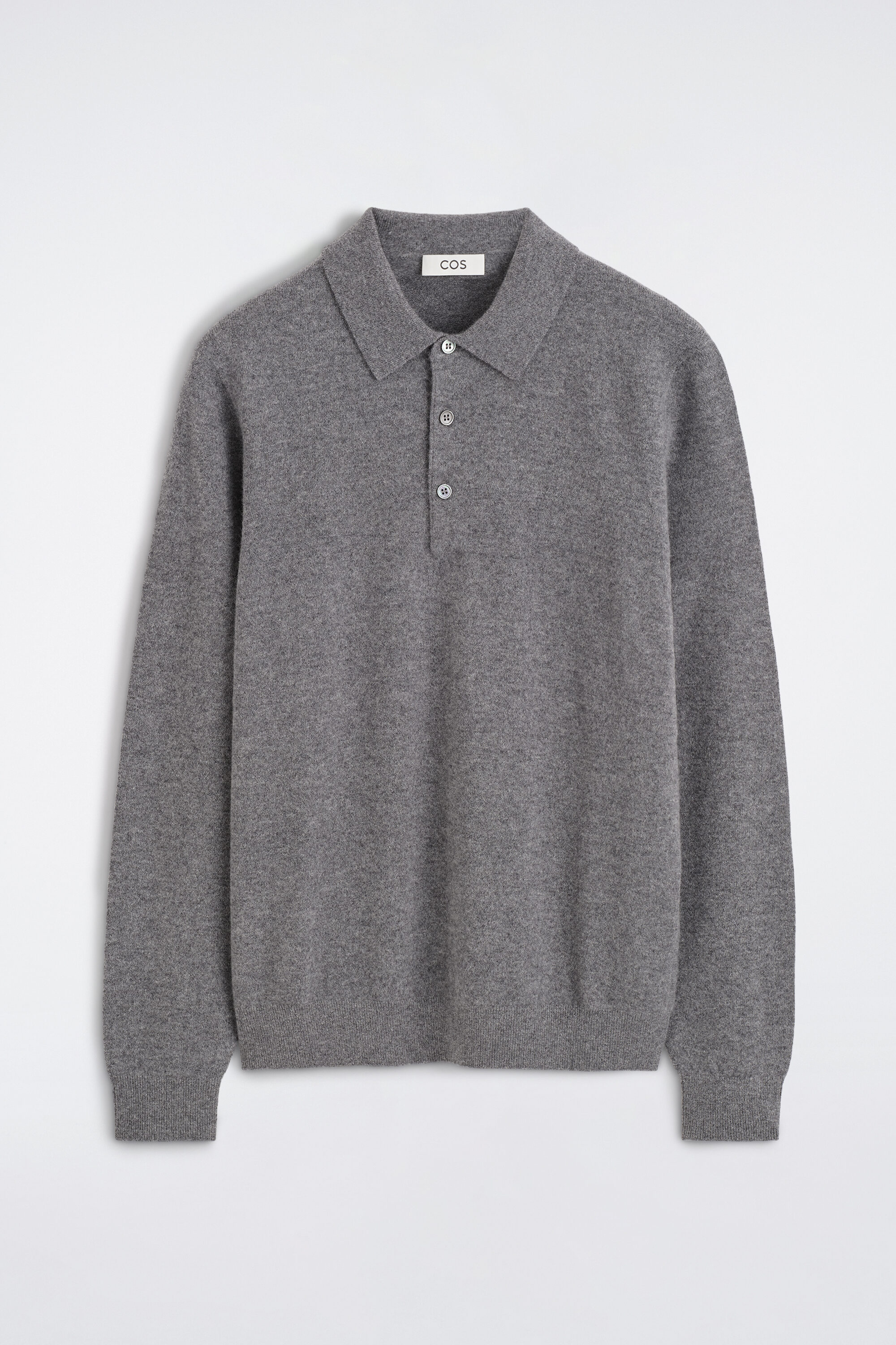 CASHMERE POLO SWEATER - GRAY MÉLANGE
