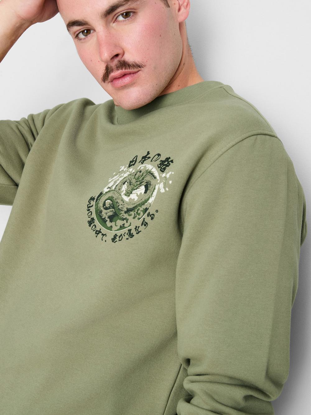 Cotton-Blend Dragon Sweatshirt - Green