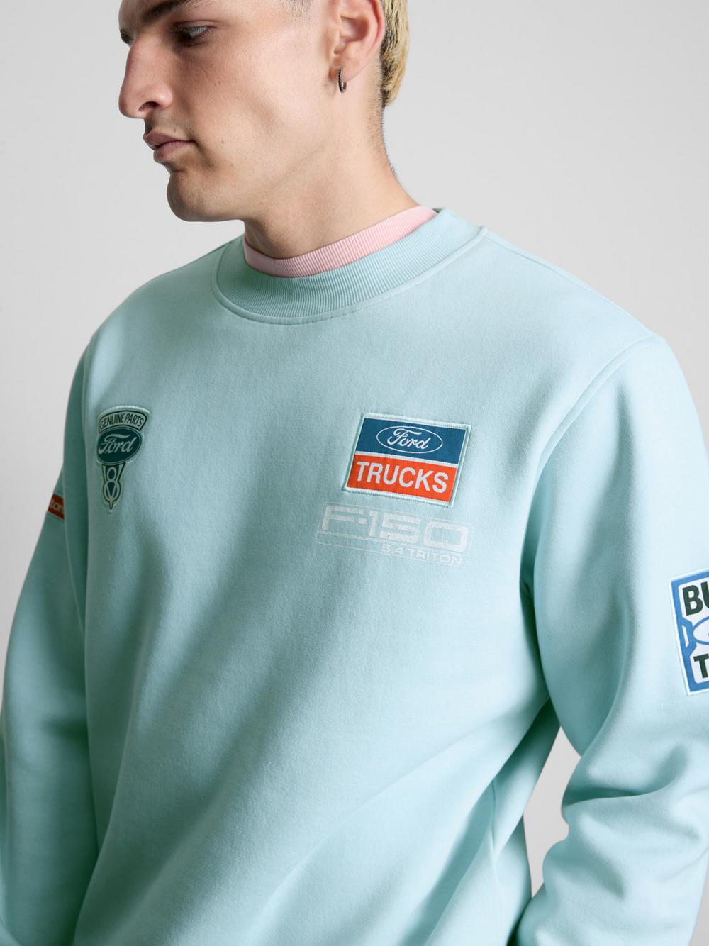 Ford Cotton Blend Badge Sweatshirt - Light Blue