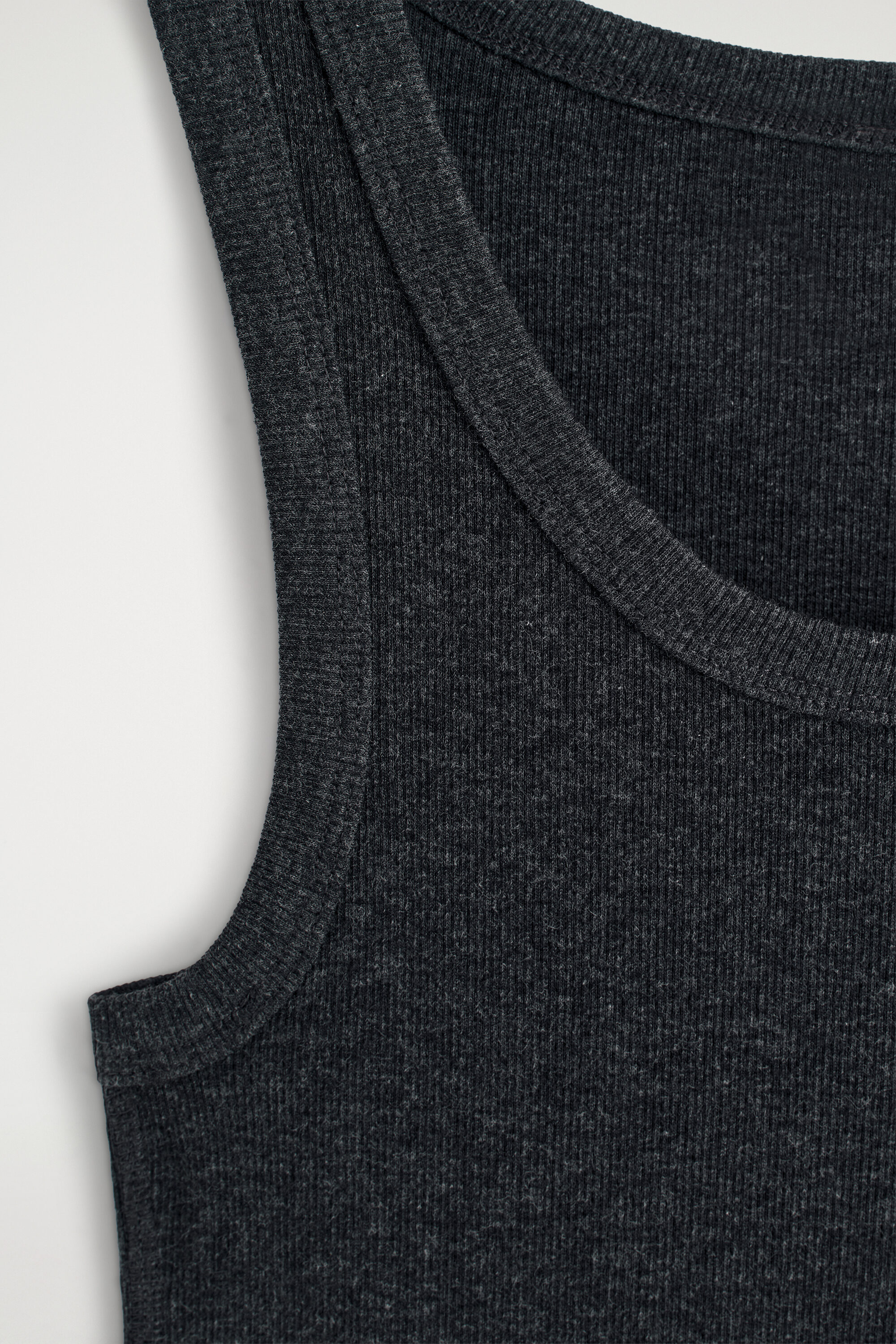 RIBBED COTTON TANK TOP - CHARCOAL MÉLANGE
