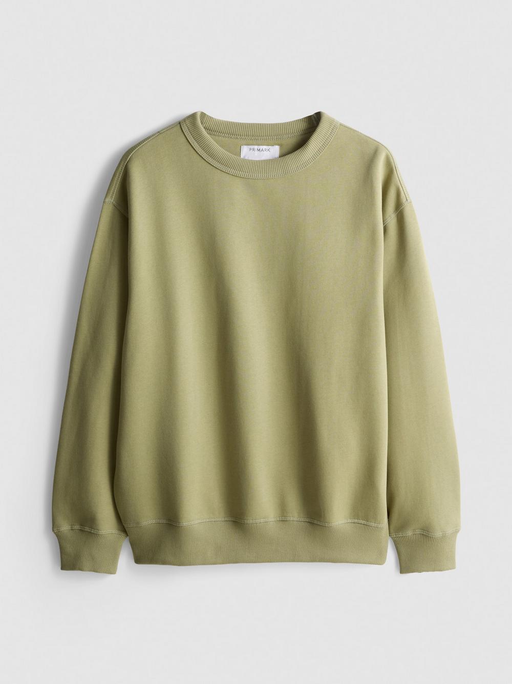 Cotton Rich Oversized Crew Neck Sweatshirt - Green