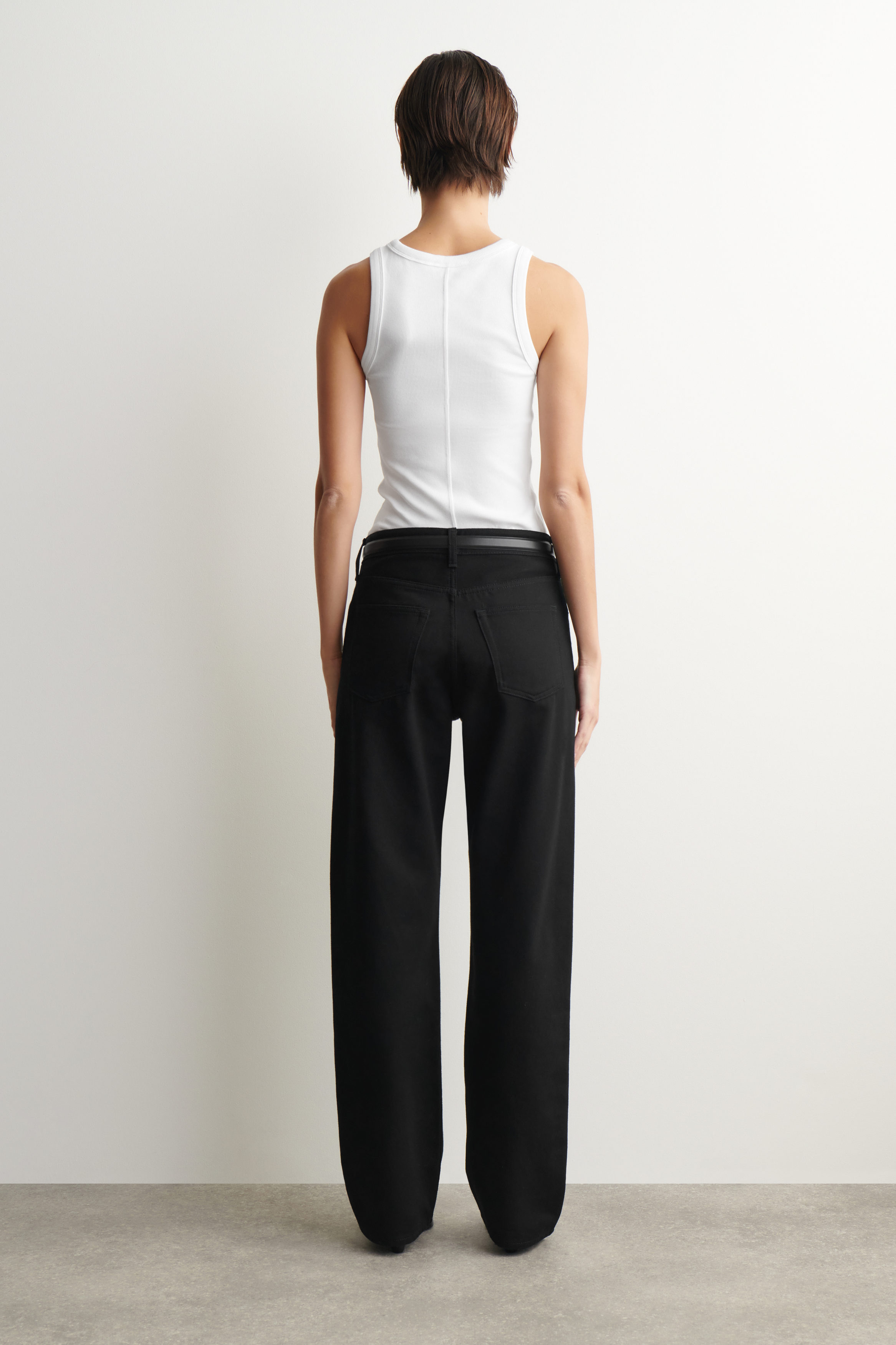 CHORD STRAIGHT-LEG JEANS - BLACK