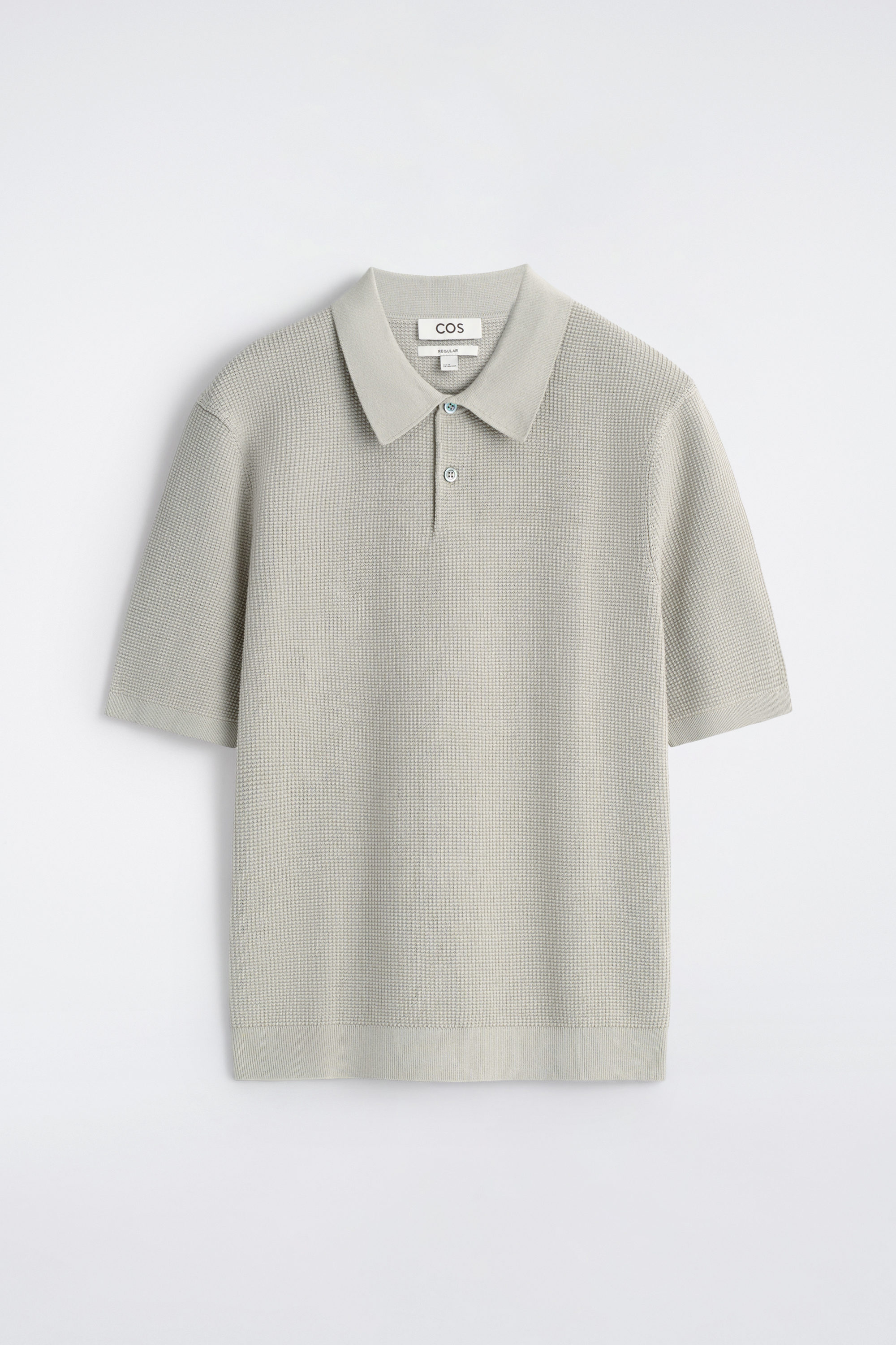 WAFFLE-KNIT COTTON POLO SHIRT - LIGHT GREEN