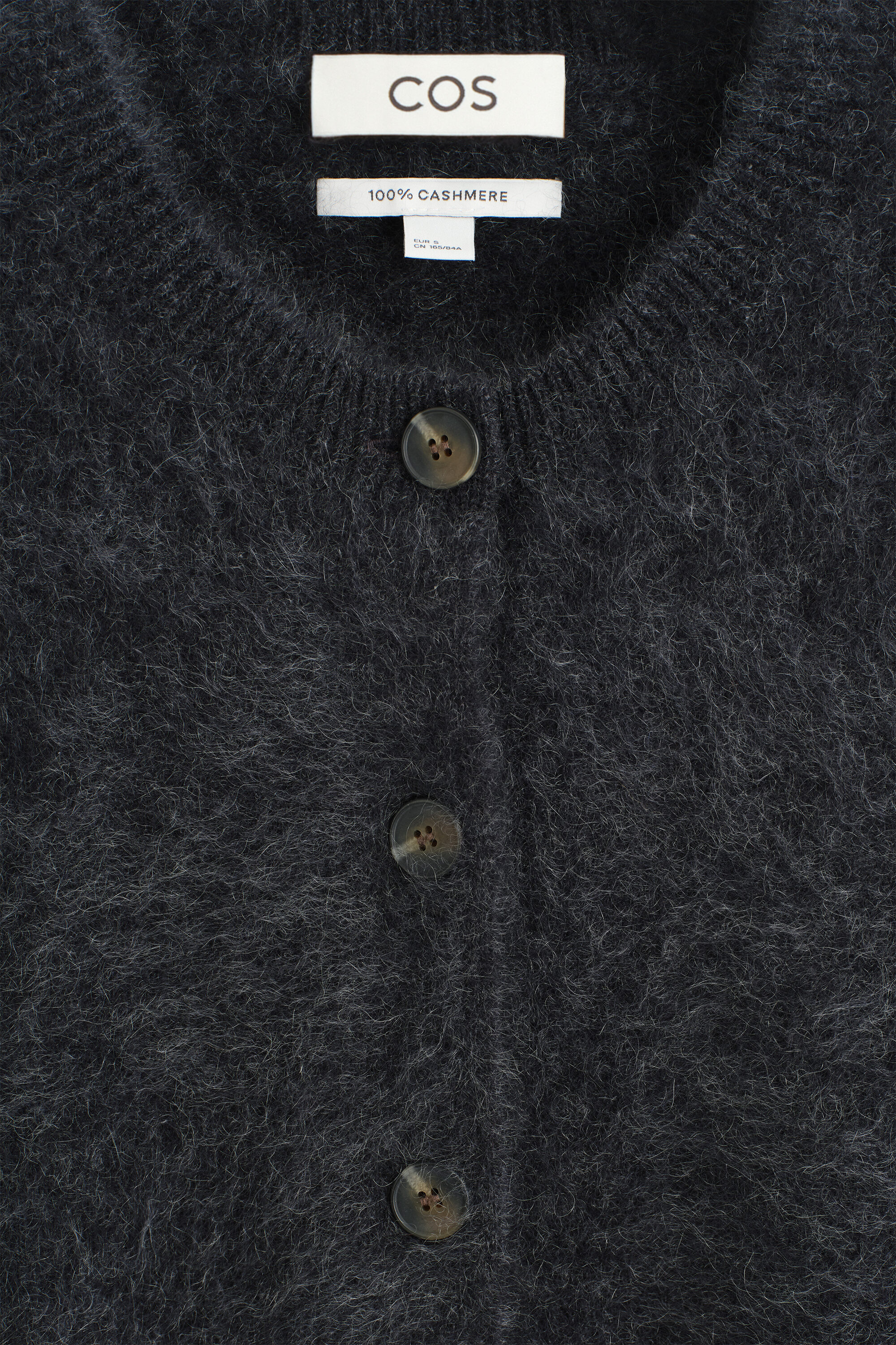 BRUSHED-CASHMERE CREW-NECK CARDIGAN - DARK GRAY