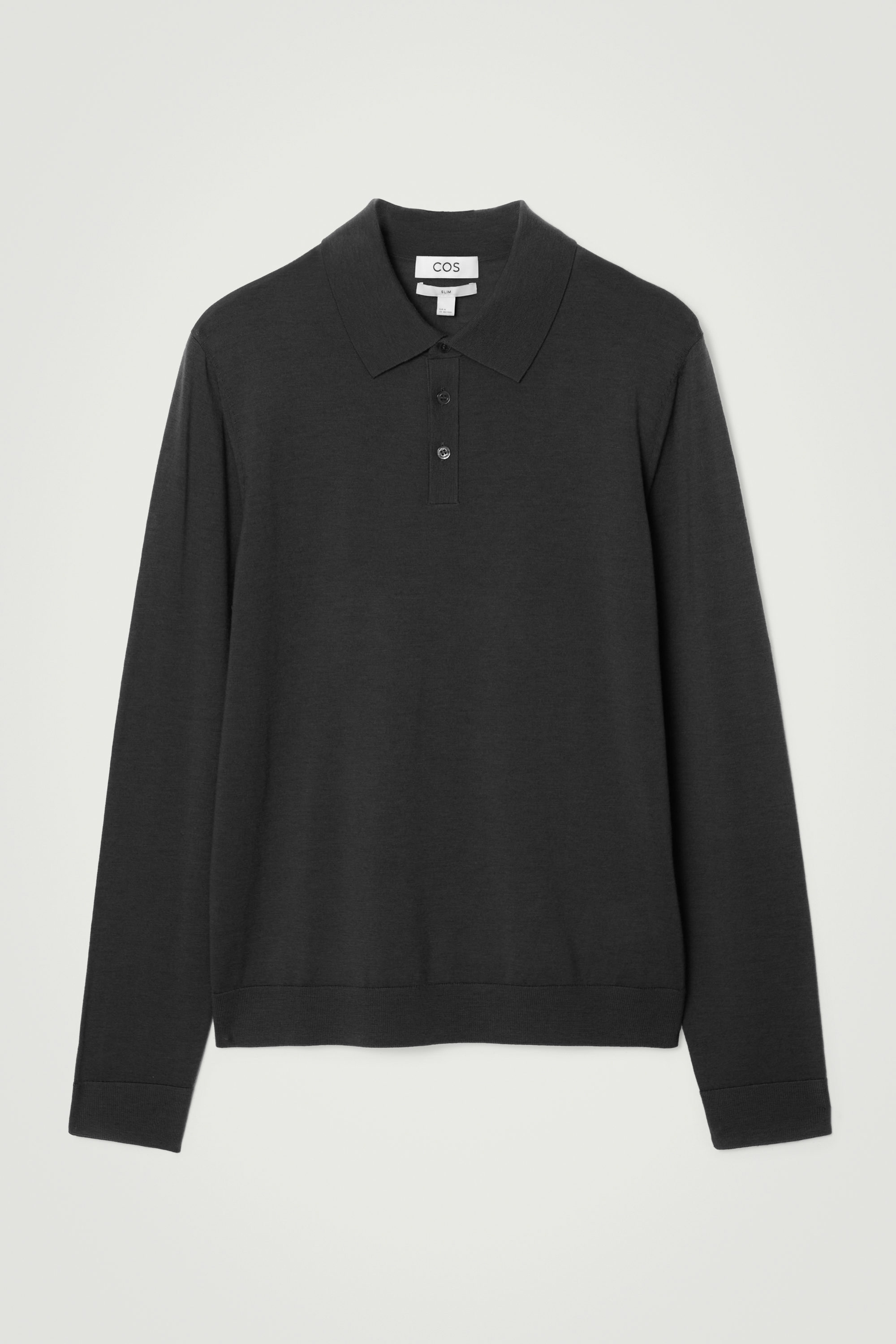 SLIM MERINO WOOL POLO SHIRT - BLACK