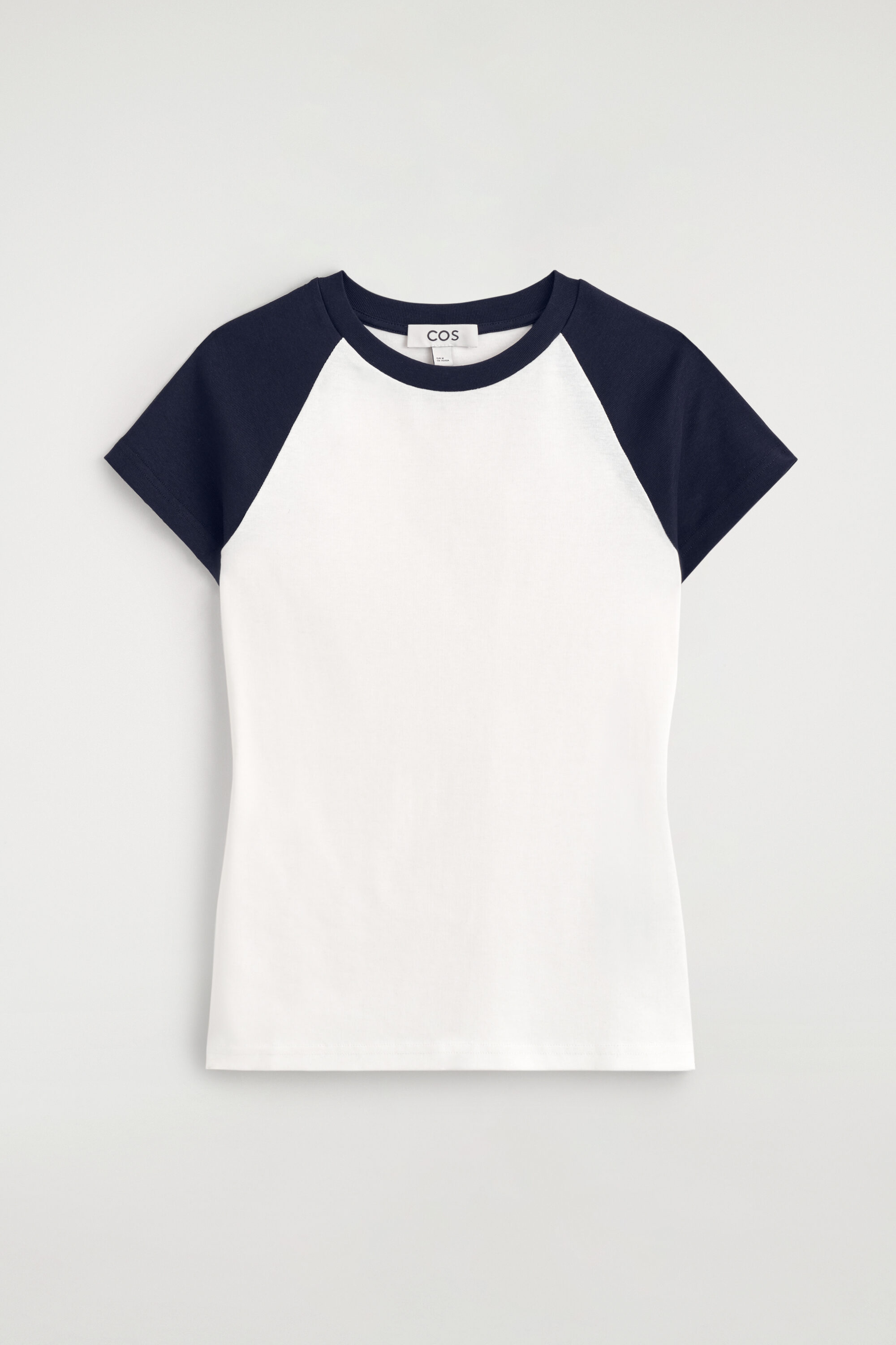 SLIM COTTON RAGLAN T-SHIRT - WHITE / NAVY