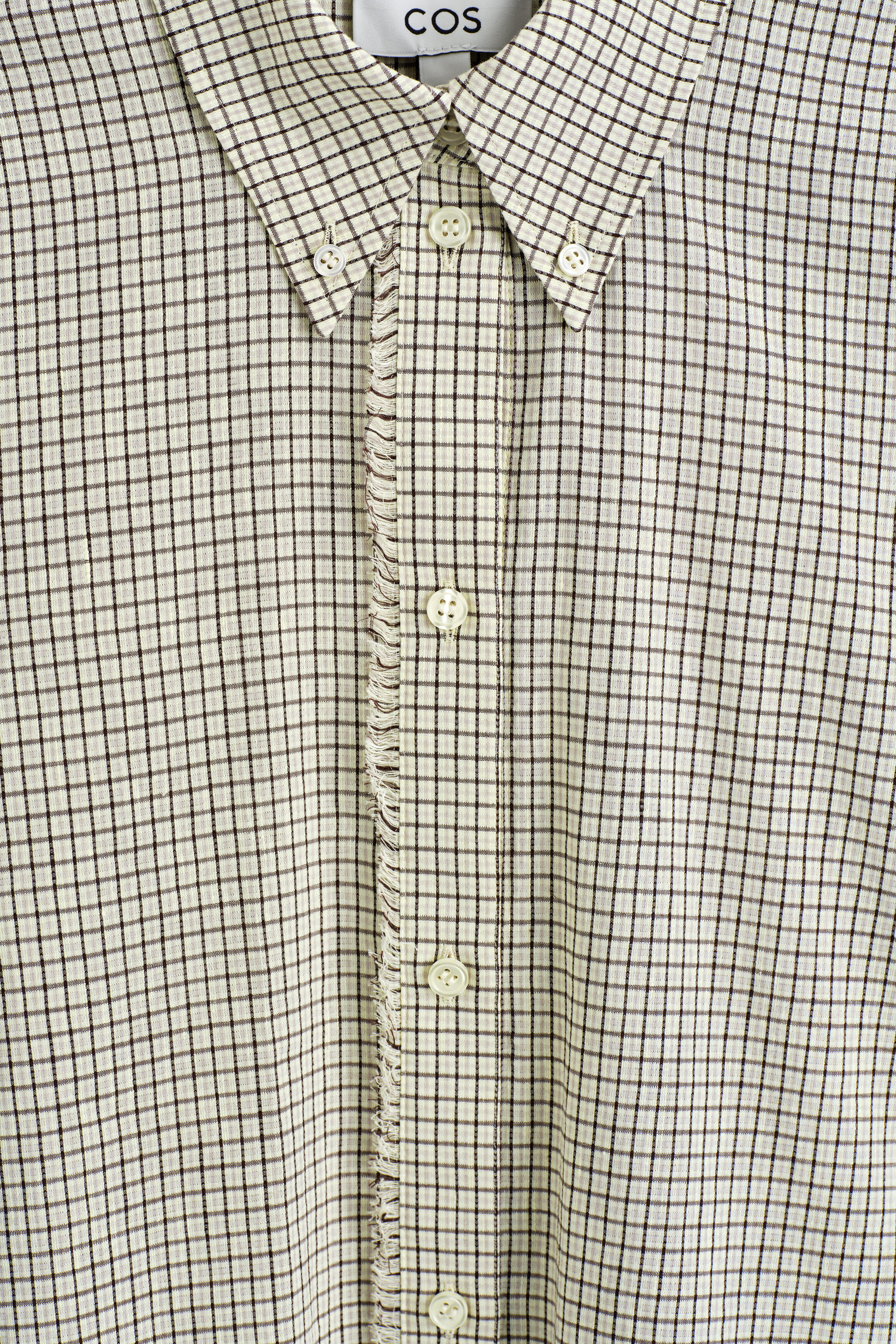 FRINGED CHECKED LINEN-COTTON SHIRT - BEIGE / CHECKED