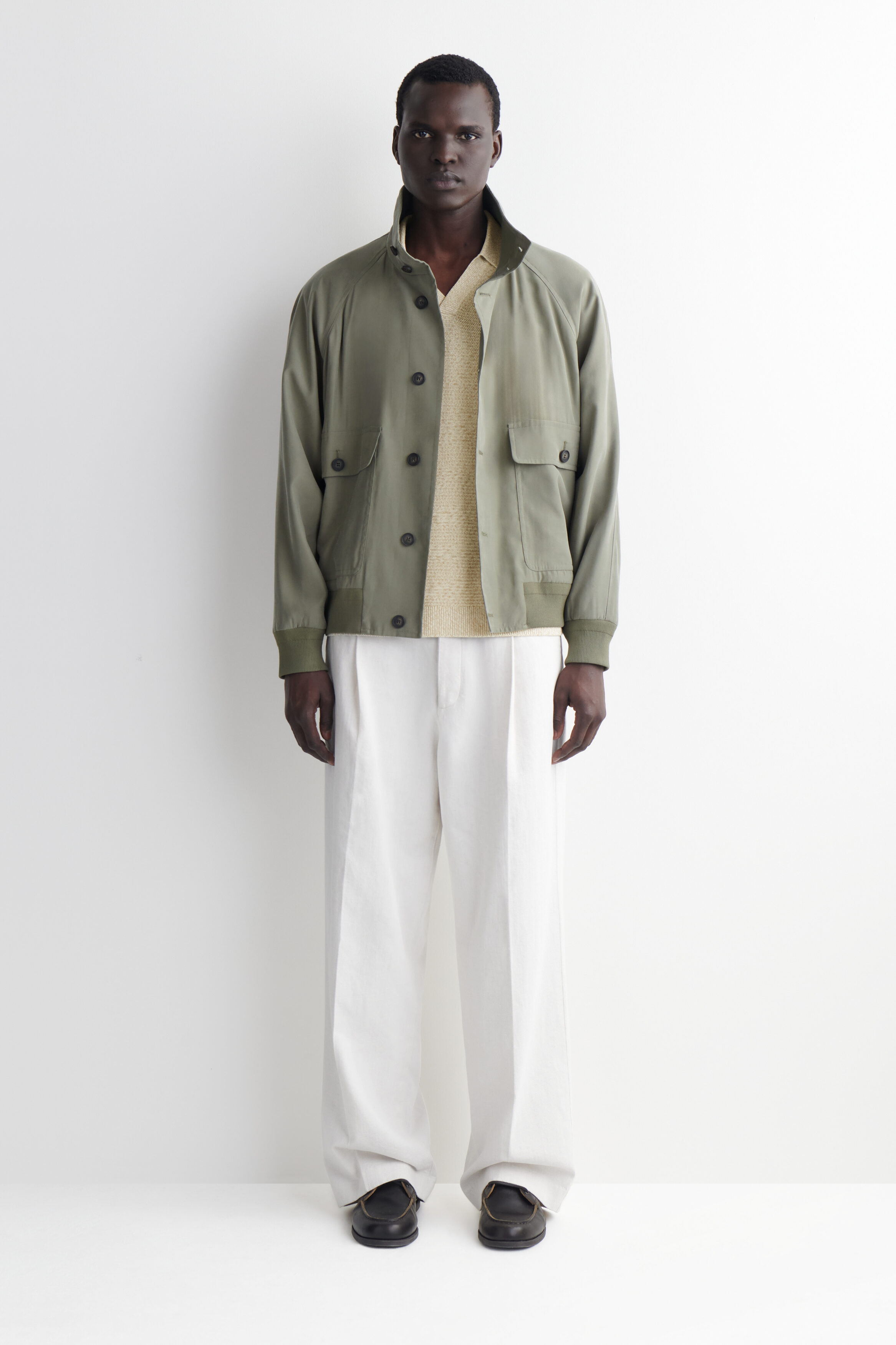 OPEN-KNIT POLO SHIRT - LIGHT-BEIGE MÉLANGE