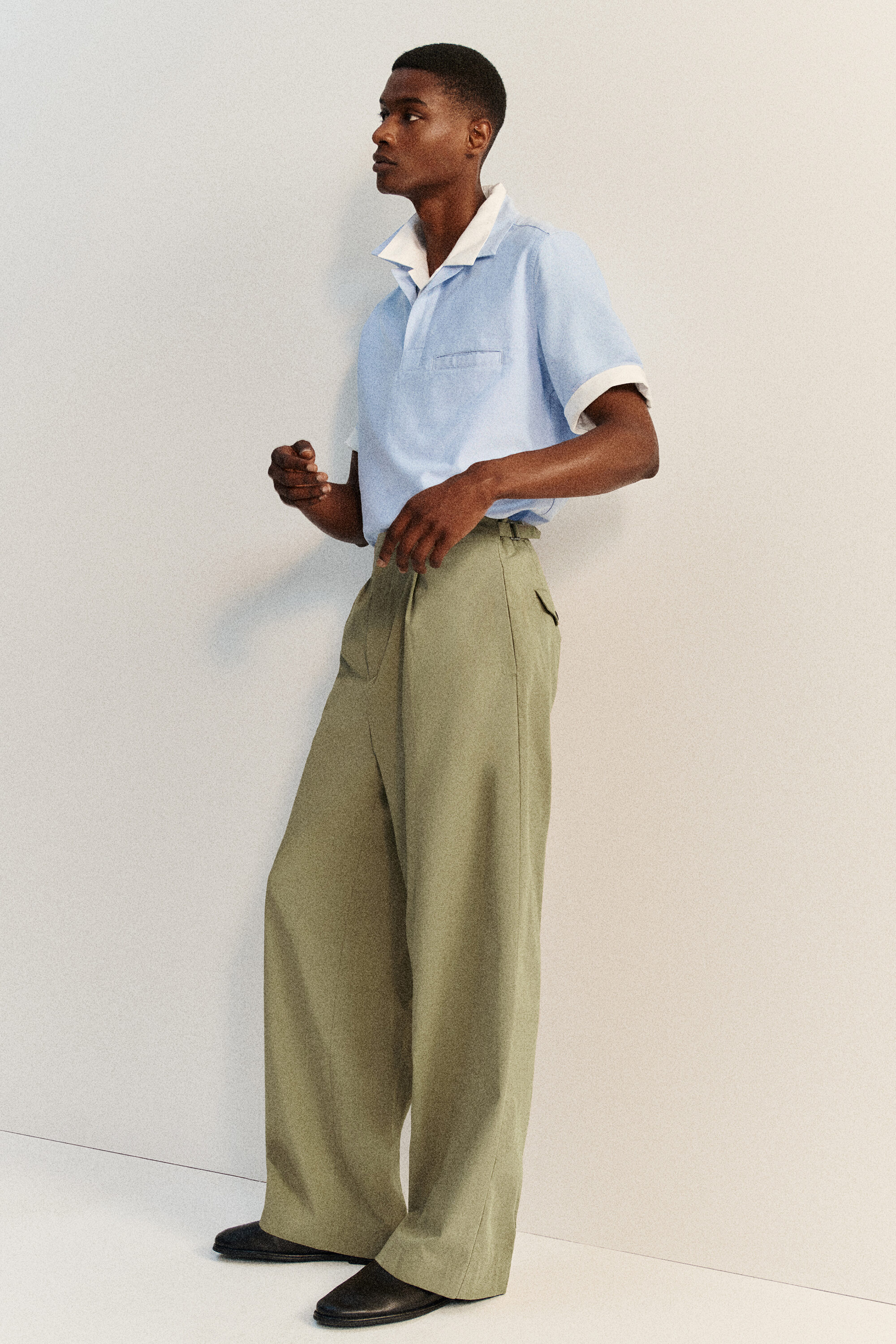 OXFORD COTTON POPOVER SHIRT - LIGHT BLUE