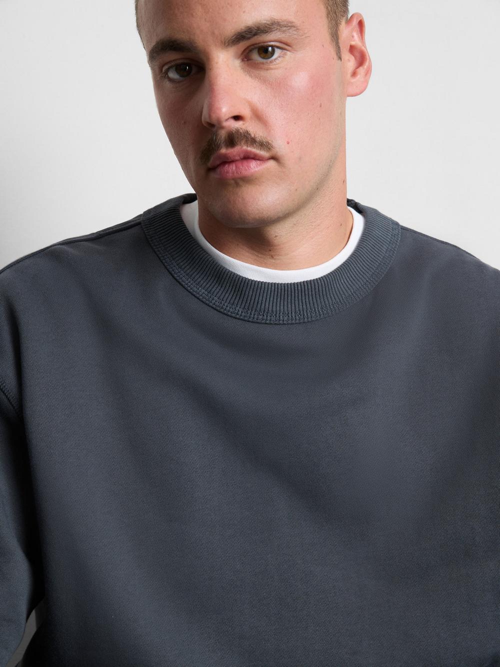 Cotton Rich Oversized Crew Neck Sweatshirt - Charcoal