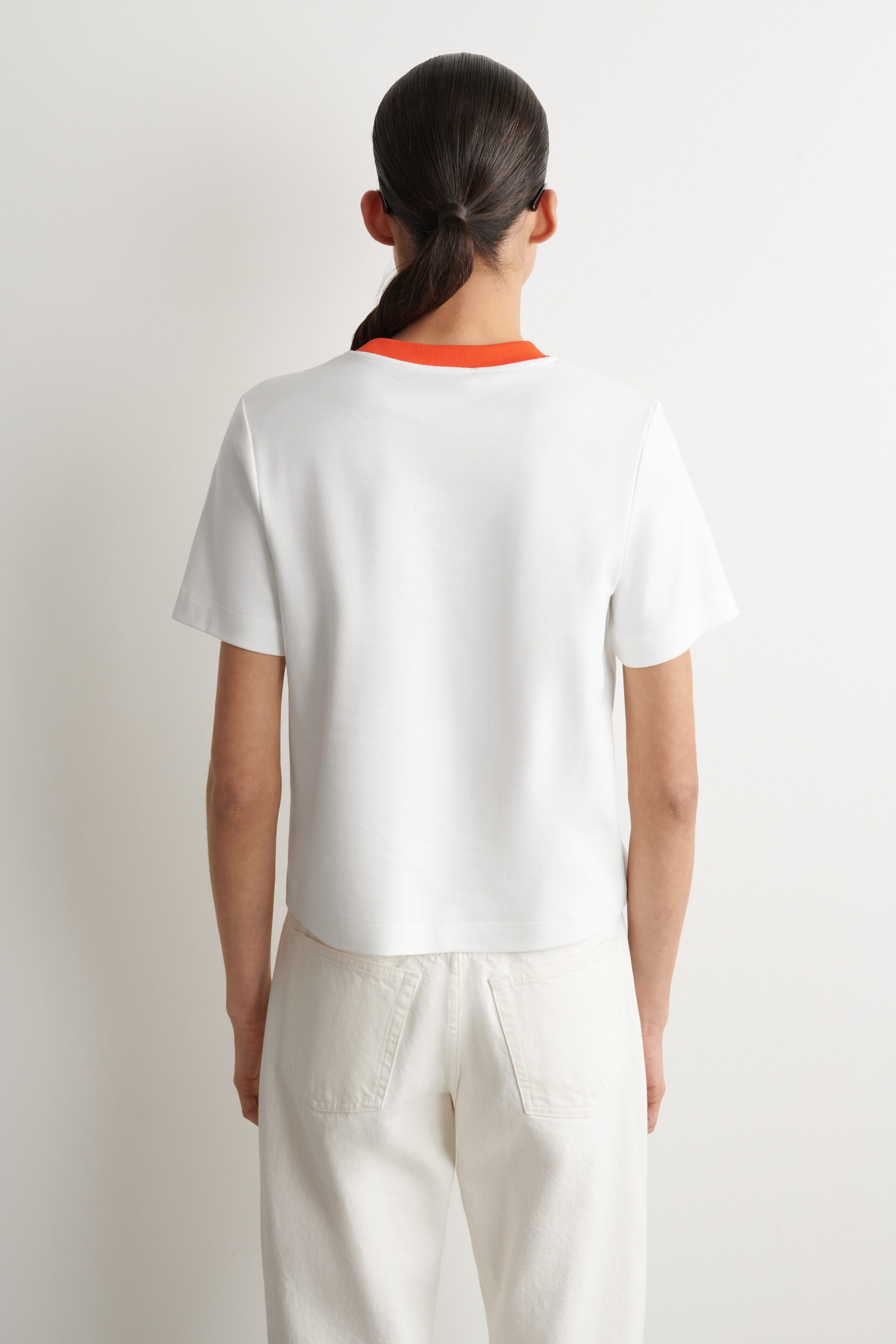 CLEAN CUT T-SHIRT - WHITE / ORANGE