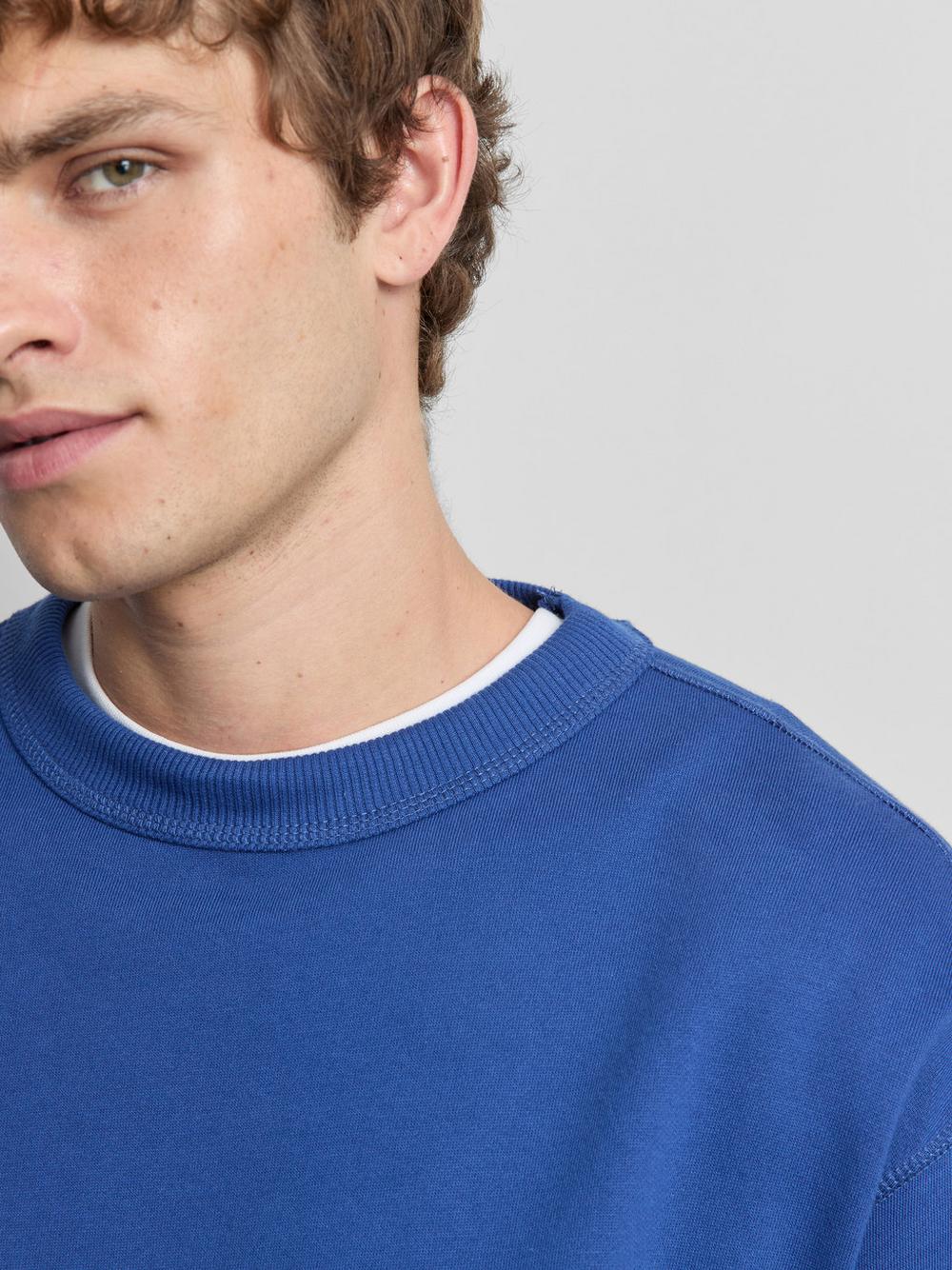Cotton Rich Oversized Crew Neck Sweatshirt - Blue