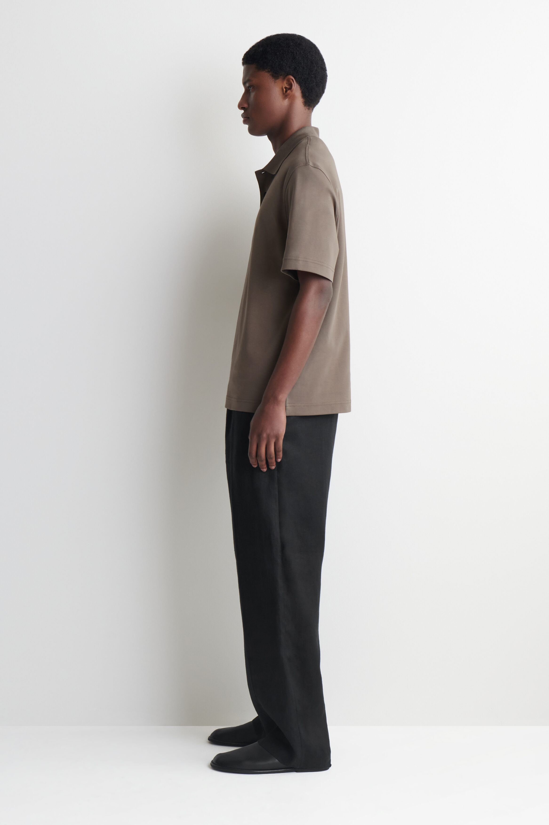 INTERLOCK COTTON POLO SHIRT - DARK BEIGE