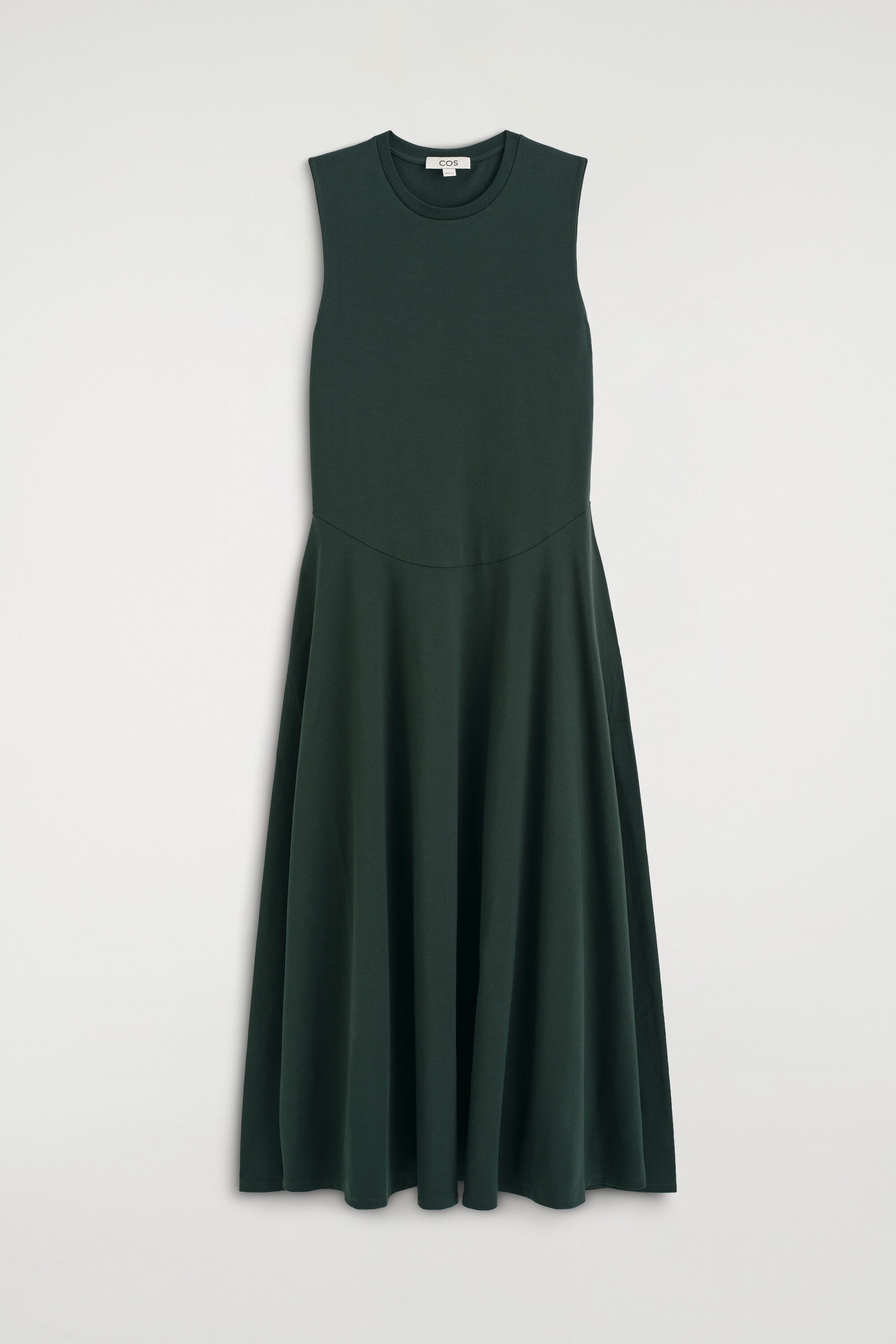 SCULPTURAL COTTON-JERSEY MIDI DRESS - DARK GREEN